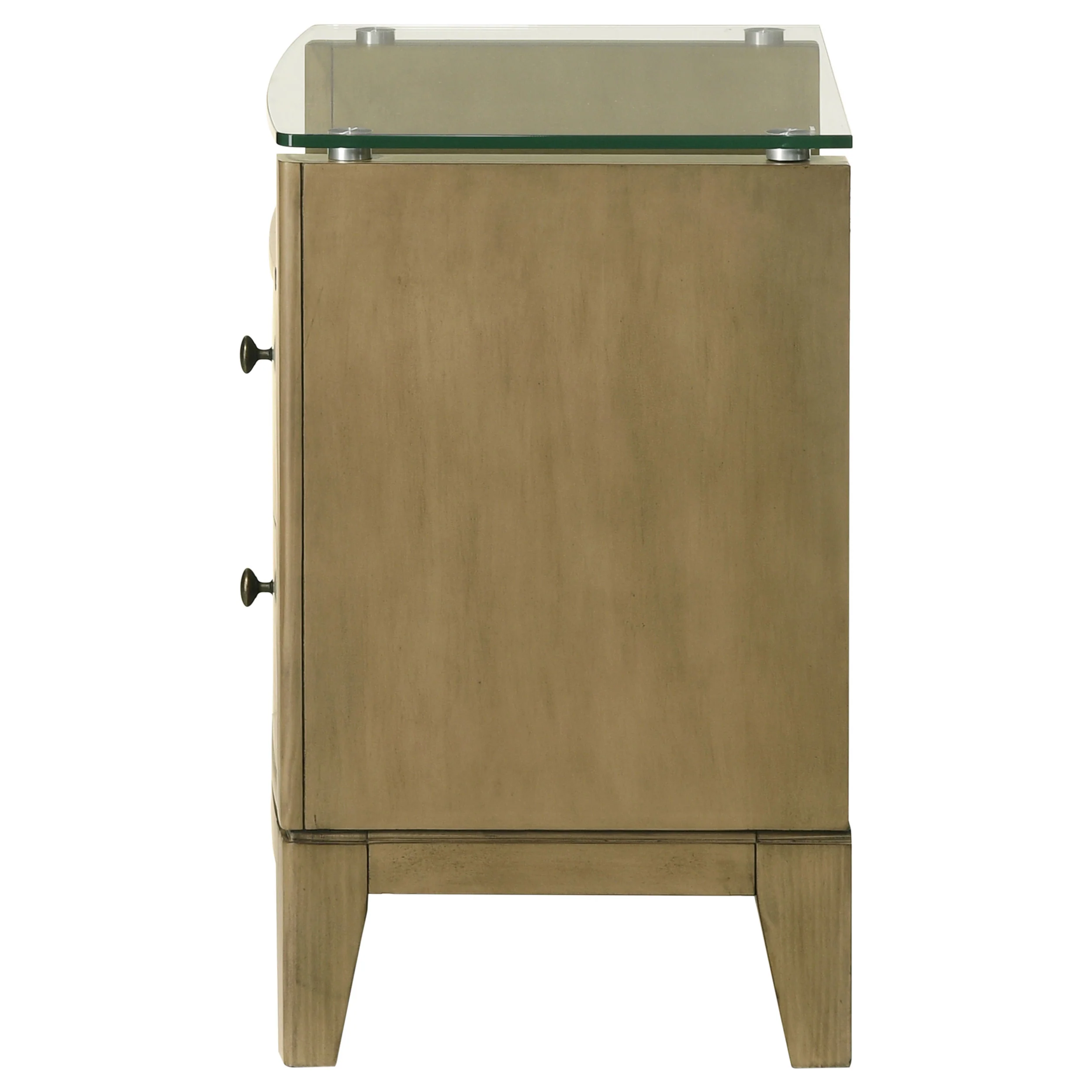 Granada 2-Drawer Glass Top Nightstand Natural Pine - Image 4