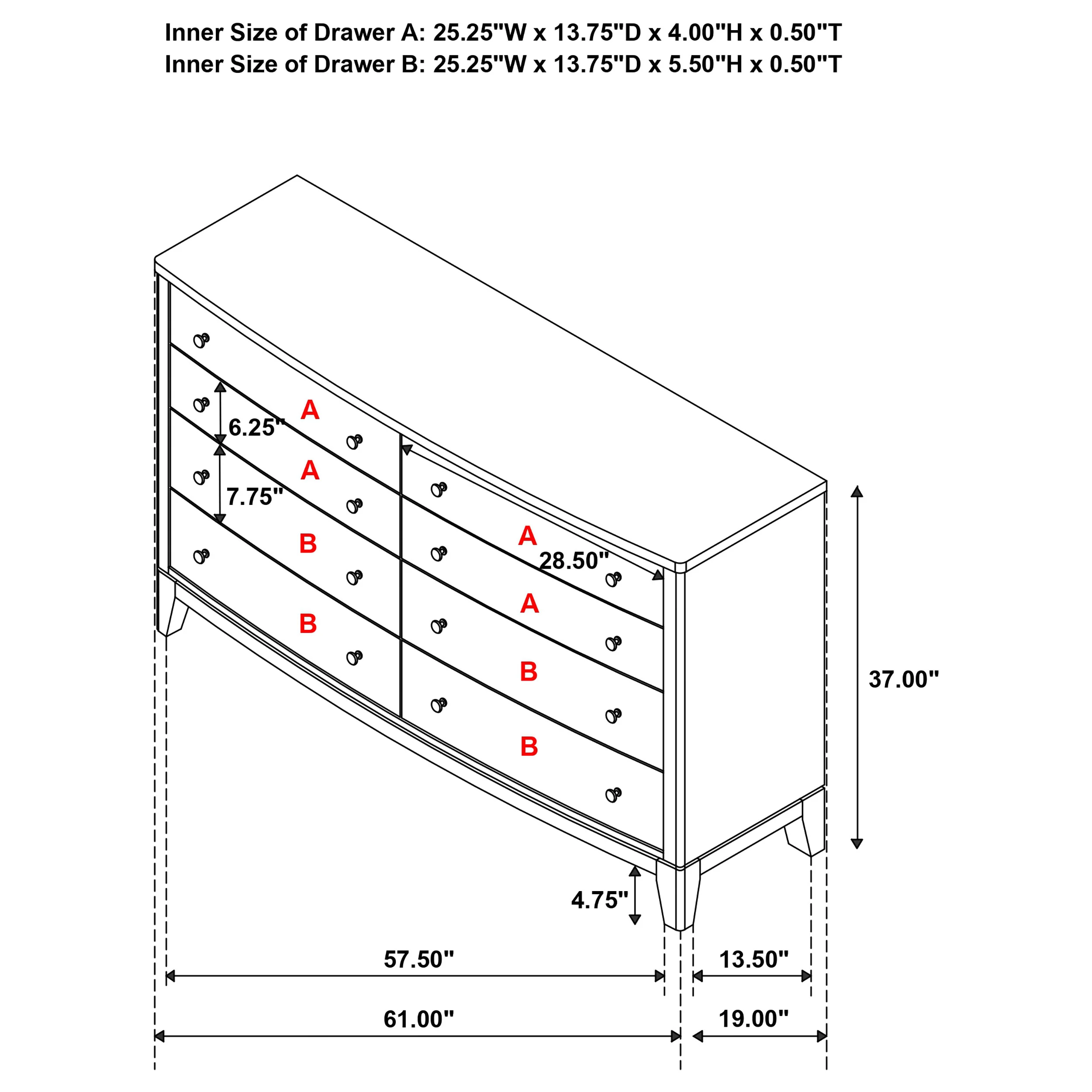 Granada 8-Drawer Dresser Cabinet, Natural Pine - Image 11