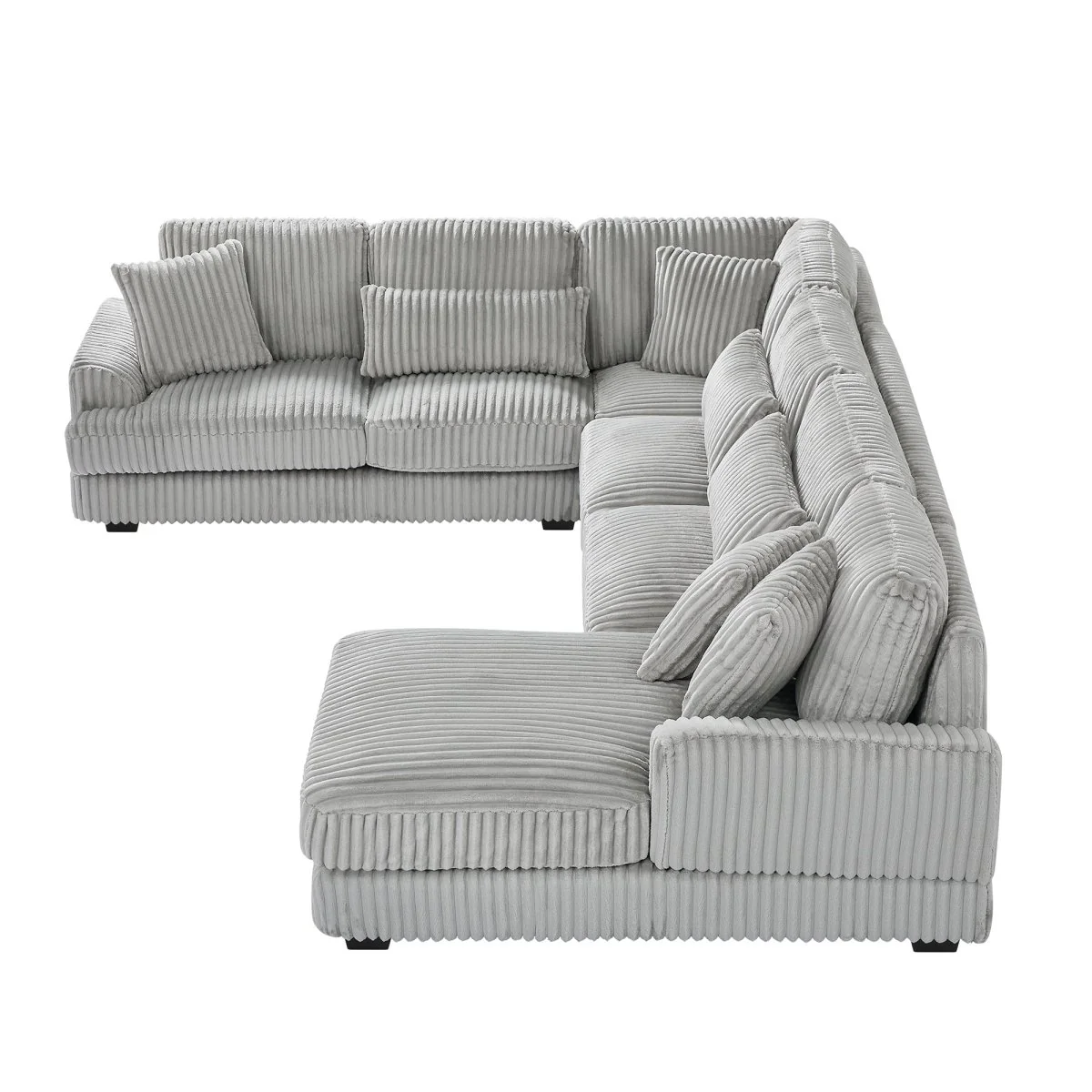 Granada U-Shaped Corduroy Sectional Sofa with Chaise Gray 129' - Image 7