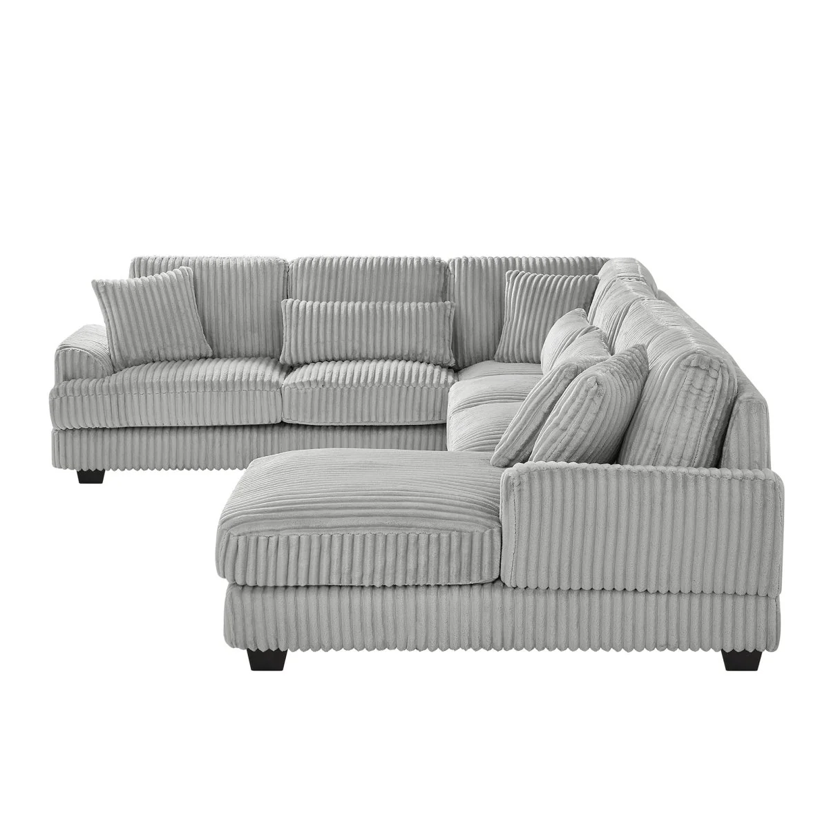 Granada U-Shaped Corduroy Sectional Sofa with Chaise Gray 129' - Image 8