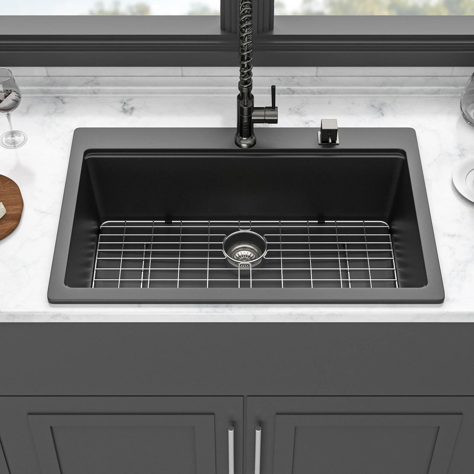 Granite Composite Quartz Kitchen Sink With Workstation Features And Drop In Design - Image 8