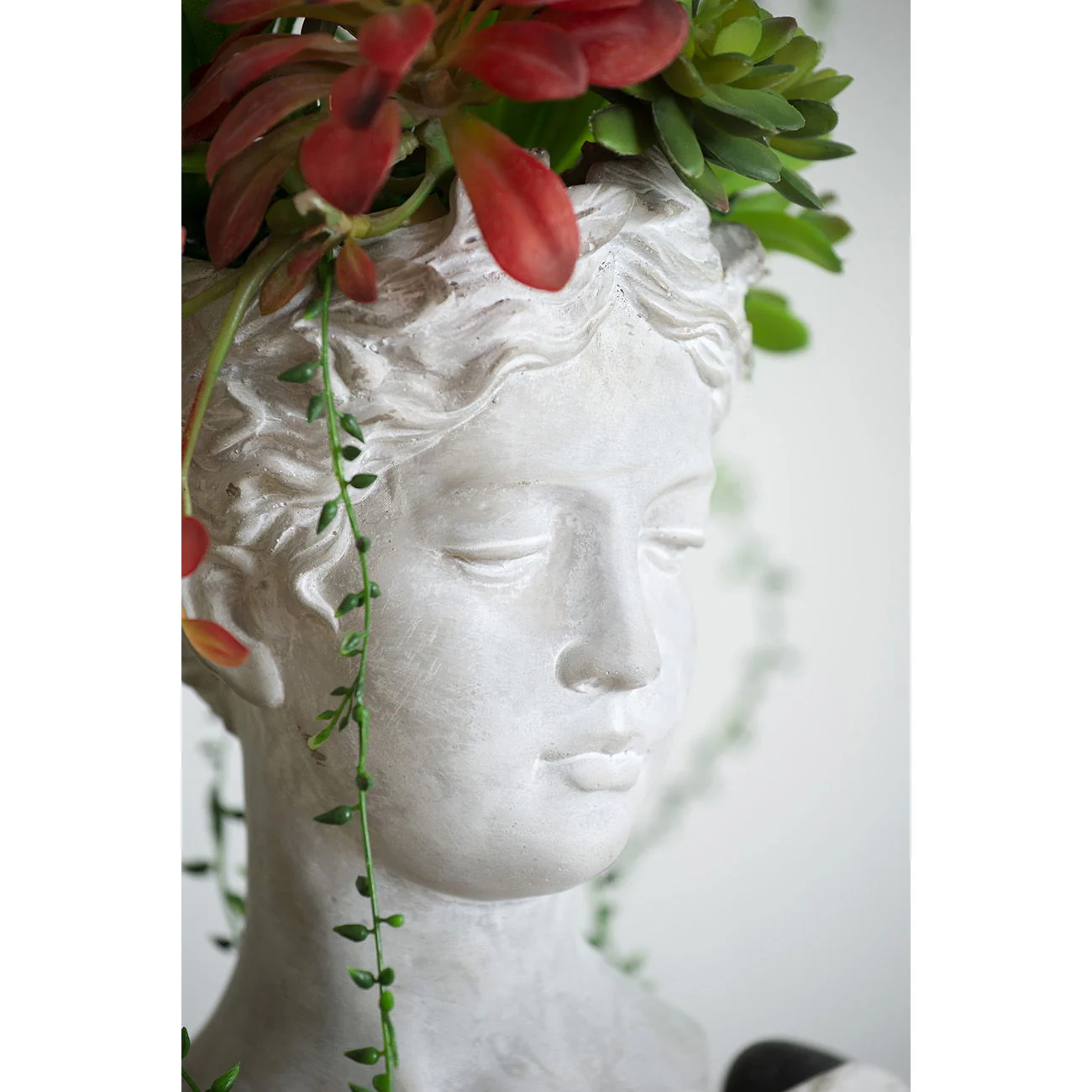 Greek Style Cement Head Planter Indoor Outdoor Home, Garden Decor - Gray - Image 9