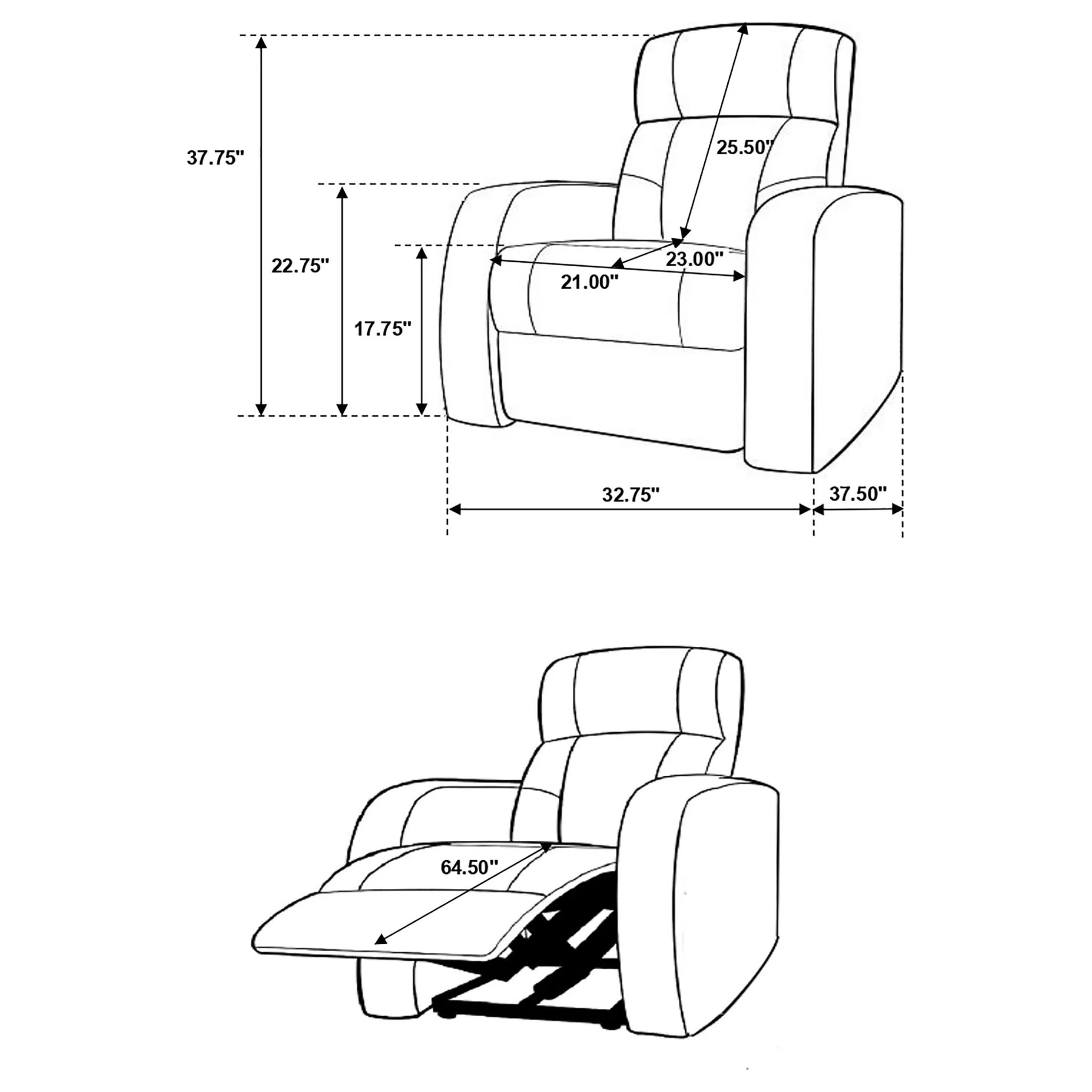 Greenfield - 4 Seater Home Theater With Wedge Console Recliners With Built In Storage And Cup Holders - Black - Image 6