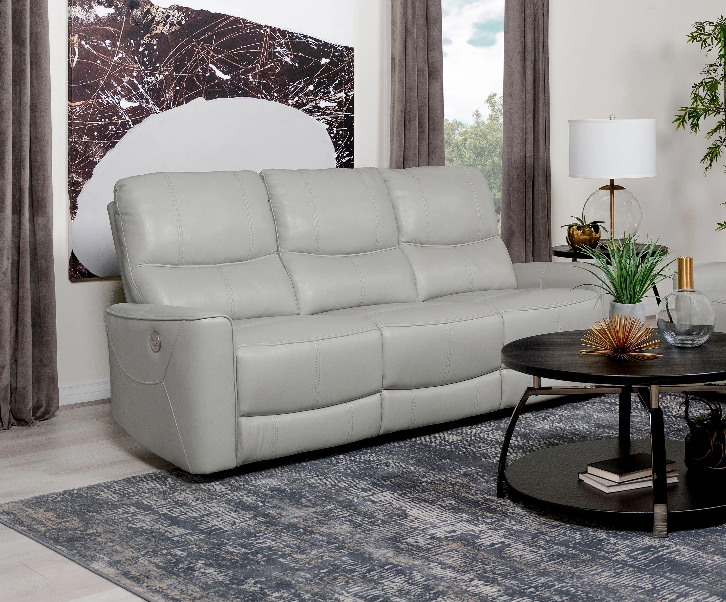 Greenfield Upholstered Power Reclining Sofa Dove Grey - Image 5