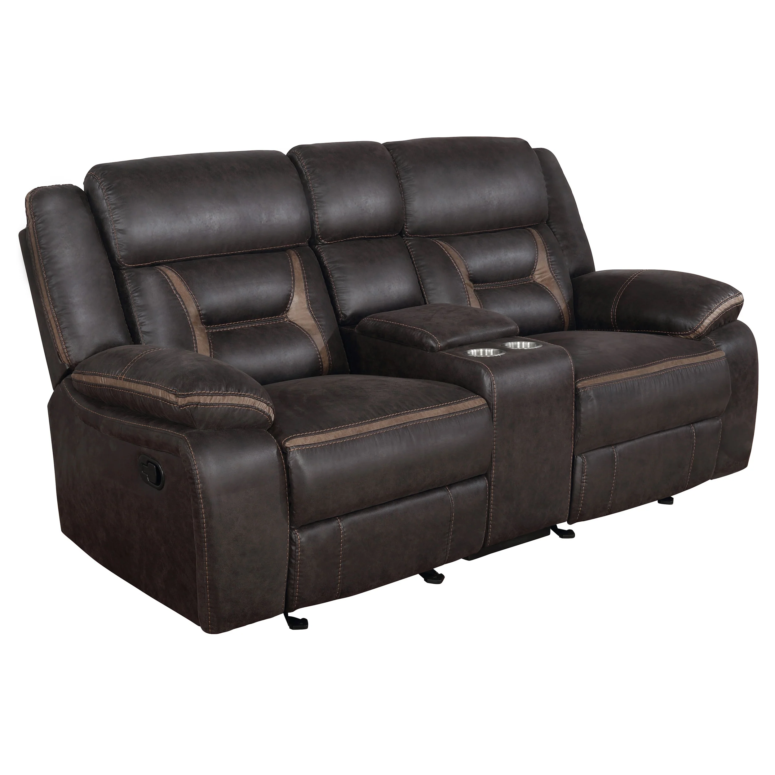 Greer 2-Piece Upholstered Reclining Sofa Set in Brown - Image 4