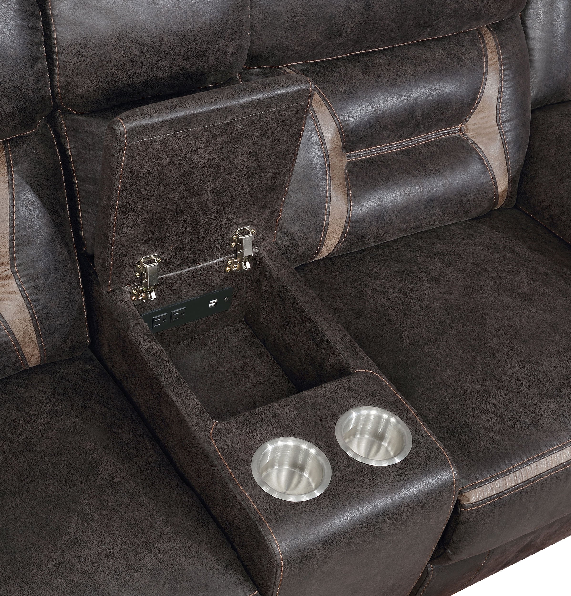 Greer Upholstered Motion Reclining Loveseat Brown - Image 3