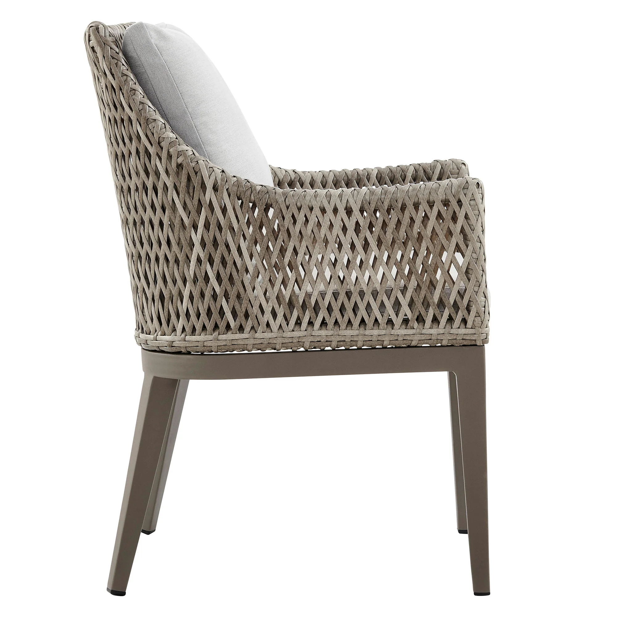Grenada - Outdoor Wicker And Aluminum Dining Chair With Cushions (Set of 2) - Beige / Gray - Image 2