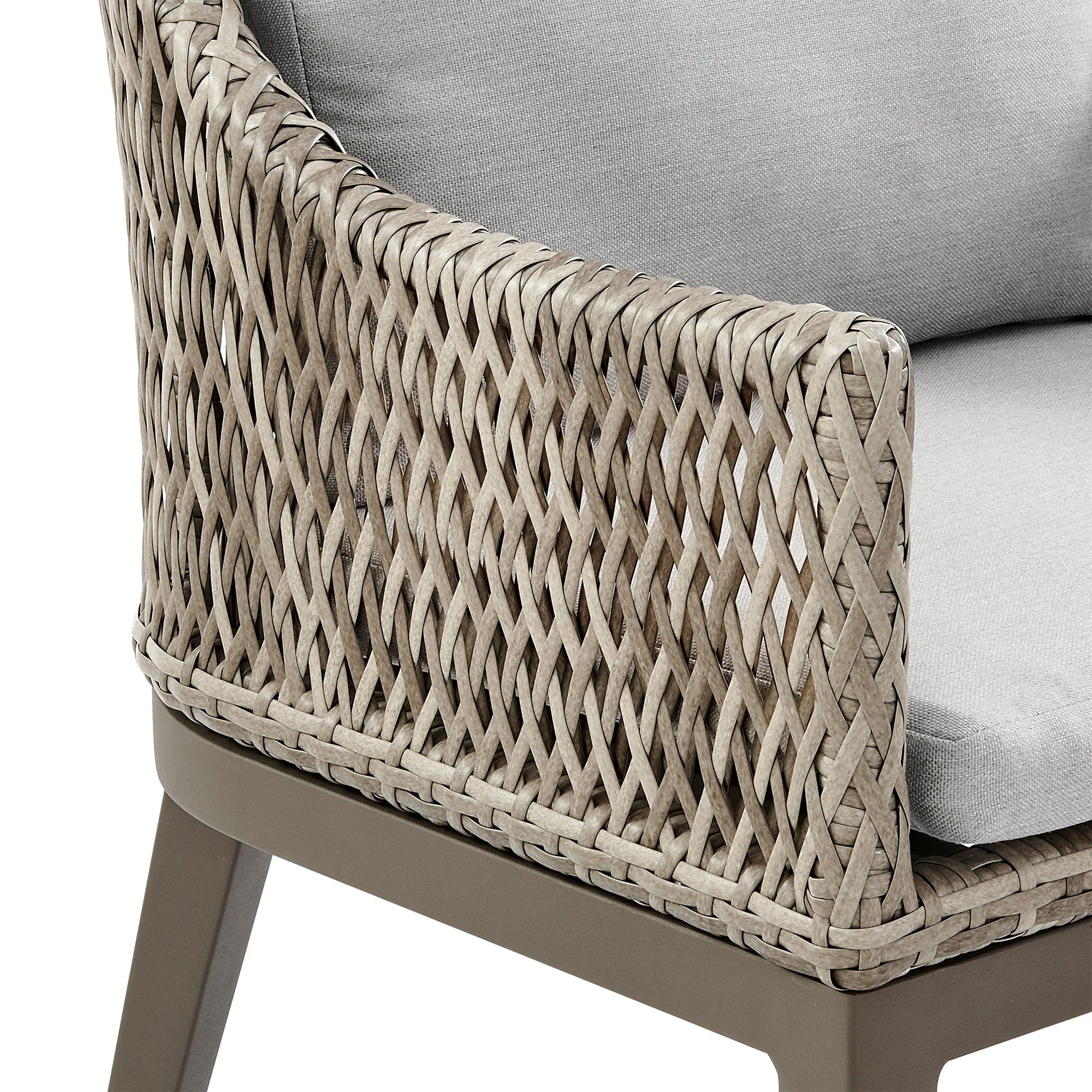Grenada - Outdoor Wicker And Aluminum Dining Chair With Cushions (Set of 2) - Beige / Gray - Image 8