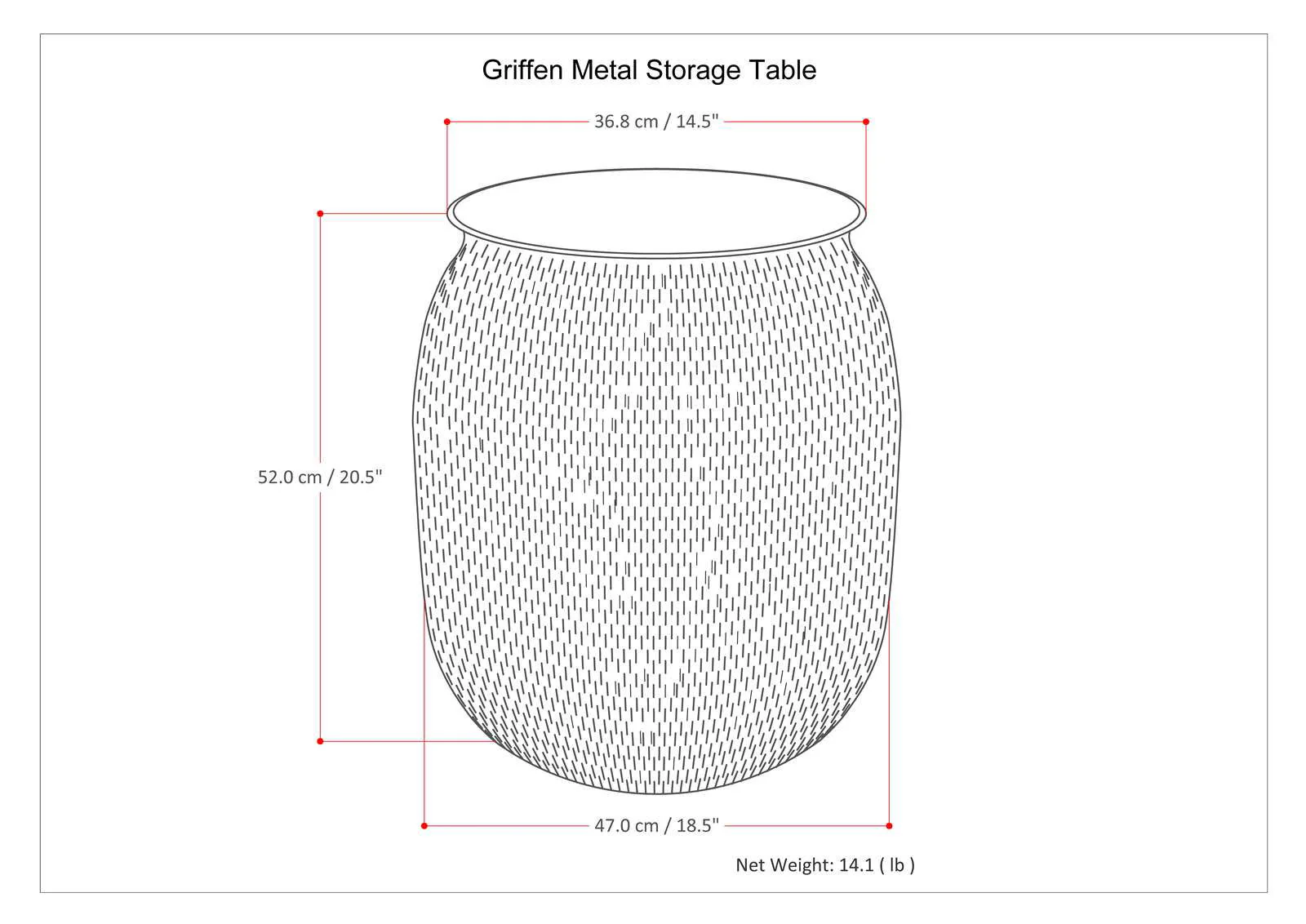 Griffen - Handcrafted Metal Storage Accent Table - Image 5