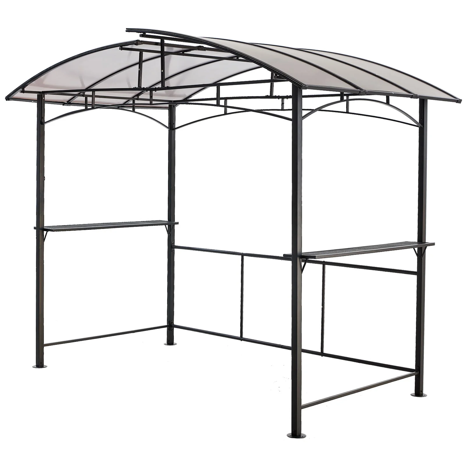 Grill Gazebo 8X5Ft, Outdoor Patio Canopy, Bbq Shelter With Steel Hardtop And Side Shelves - Black - Image 7
