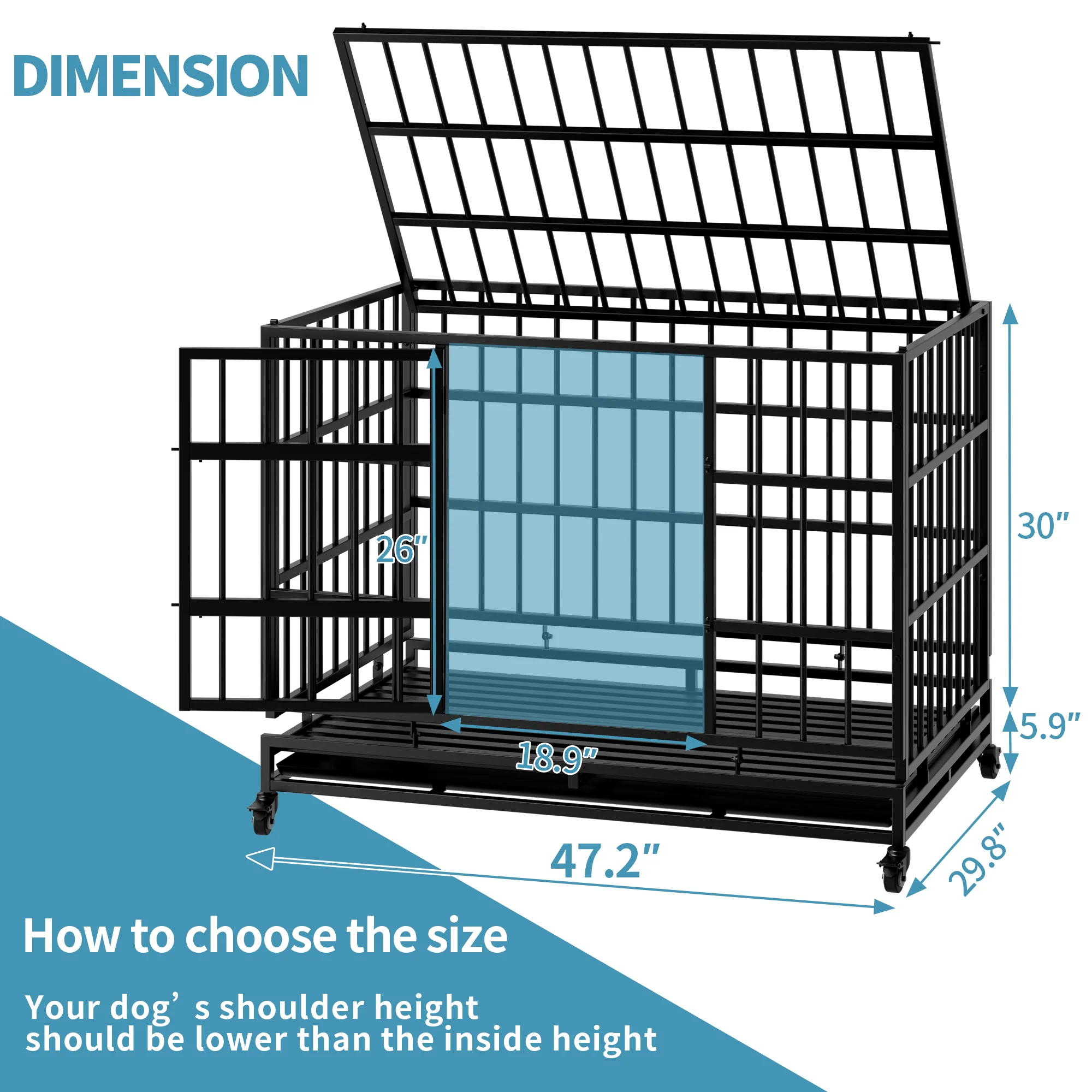 Grizzly 48-Inch Heavy Duty Indestructible Dog Crate with Rust-Resistant Coating - Image 6