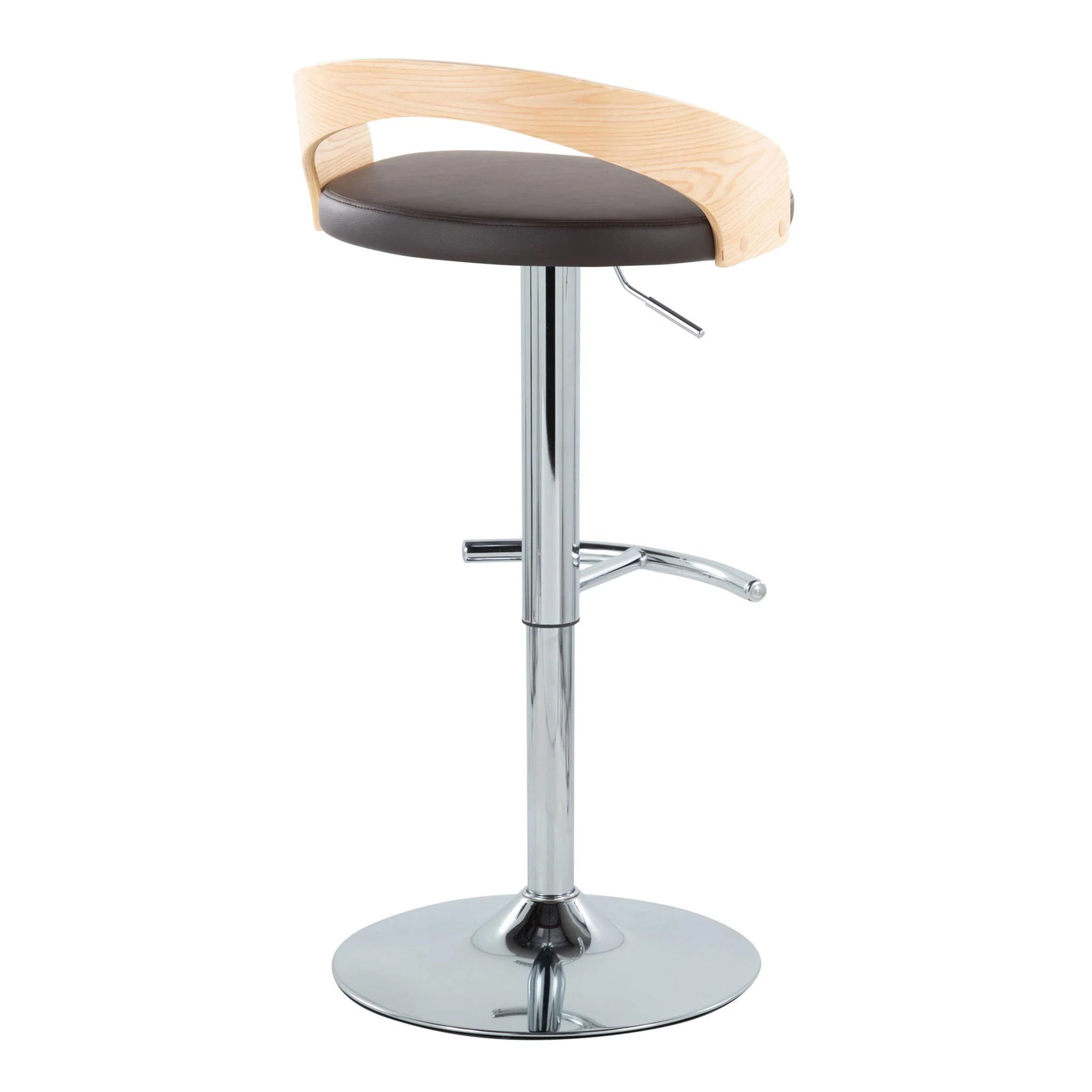 Grotto - Contemporary Adjustable Barstool, Swivel With Rounded T Footrest (Set of 2) - Image 10