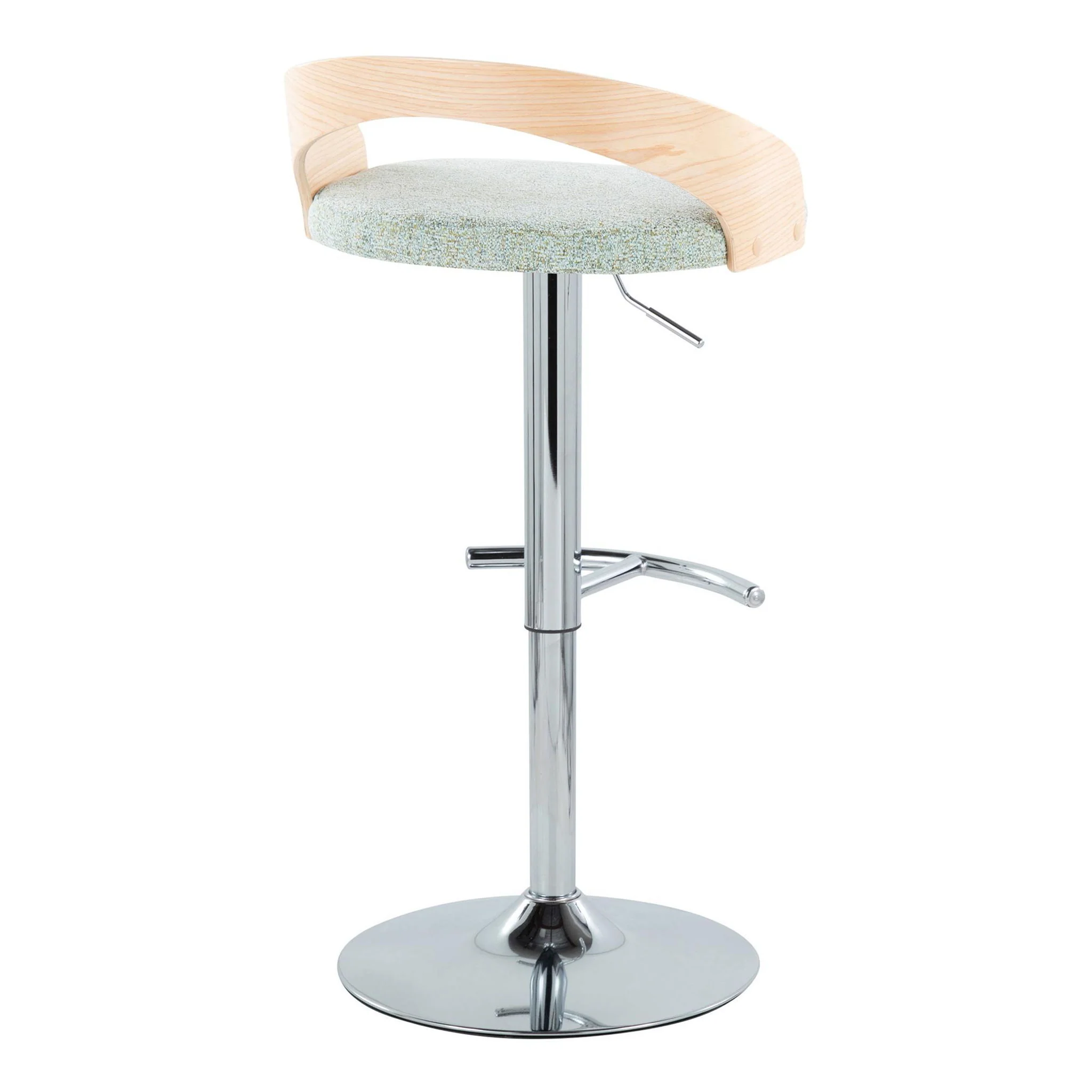 Grotto - Contemporary Adjustable Barstool, Swivel With Rounded T Footrest (Set of 2) - Image 4
