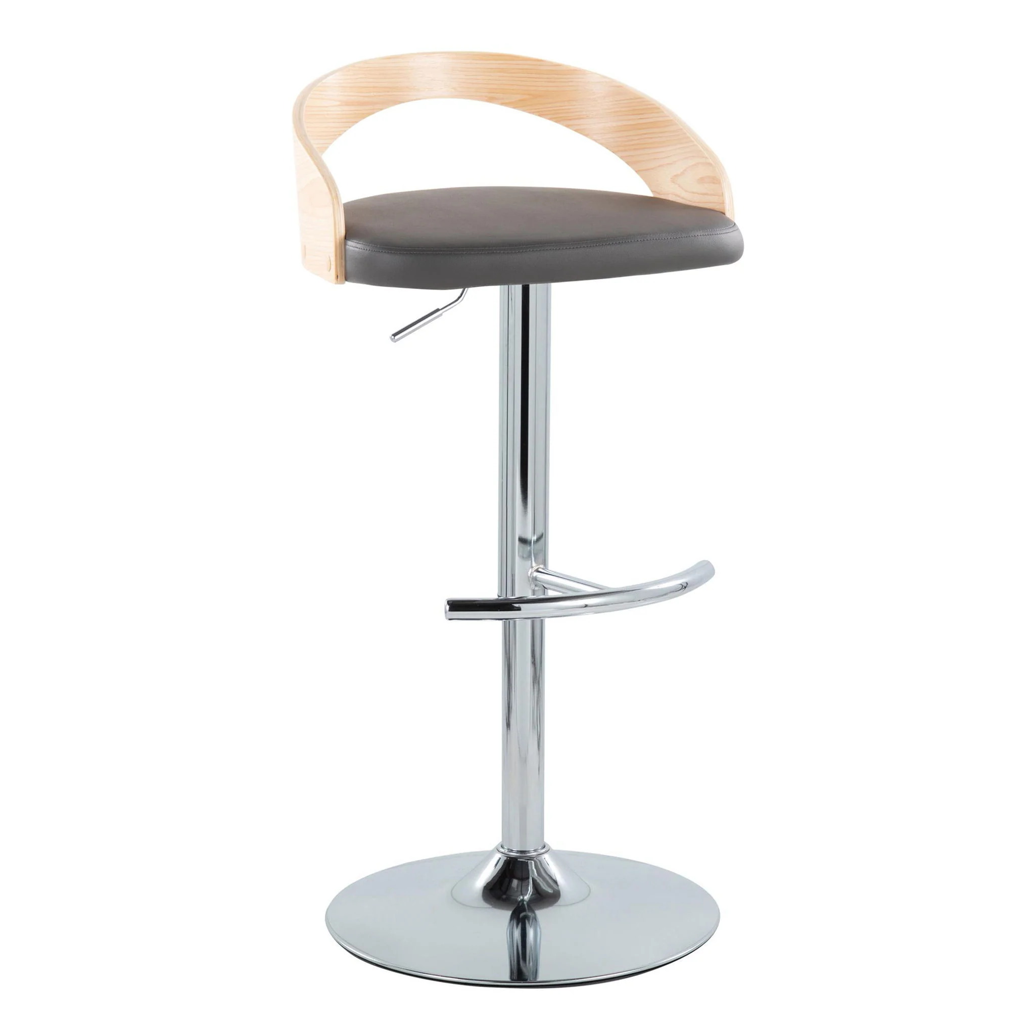 Grotto - Contemporary Adjustable Barstool, Swivel With Rounded T Footrest (Set of 2) - Image 8