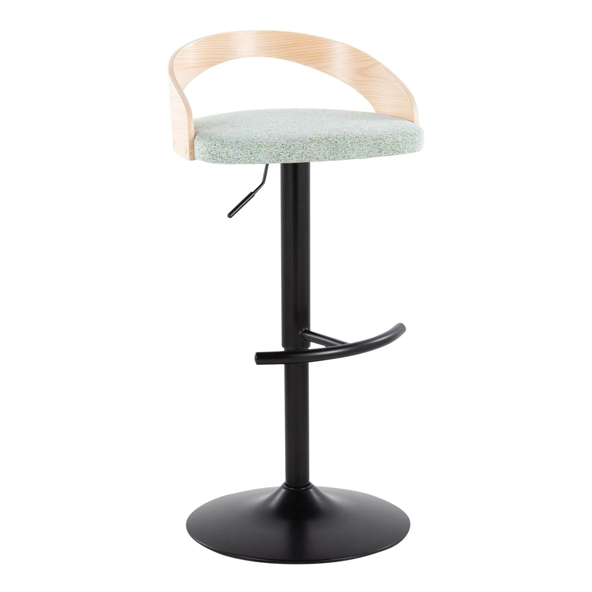Grotto - Contemporary Adjustable Barstool With Swivel & Rounded T Footrest (Set of 2) - Image 12