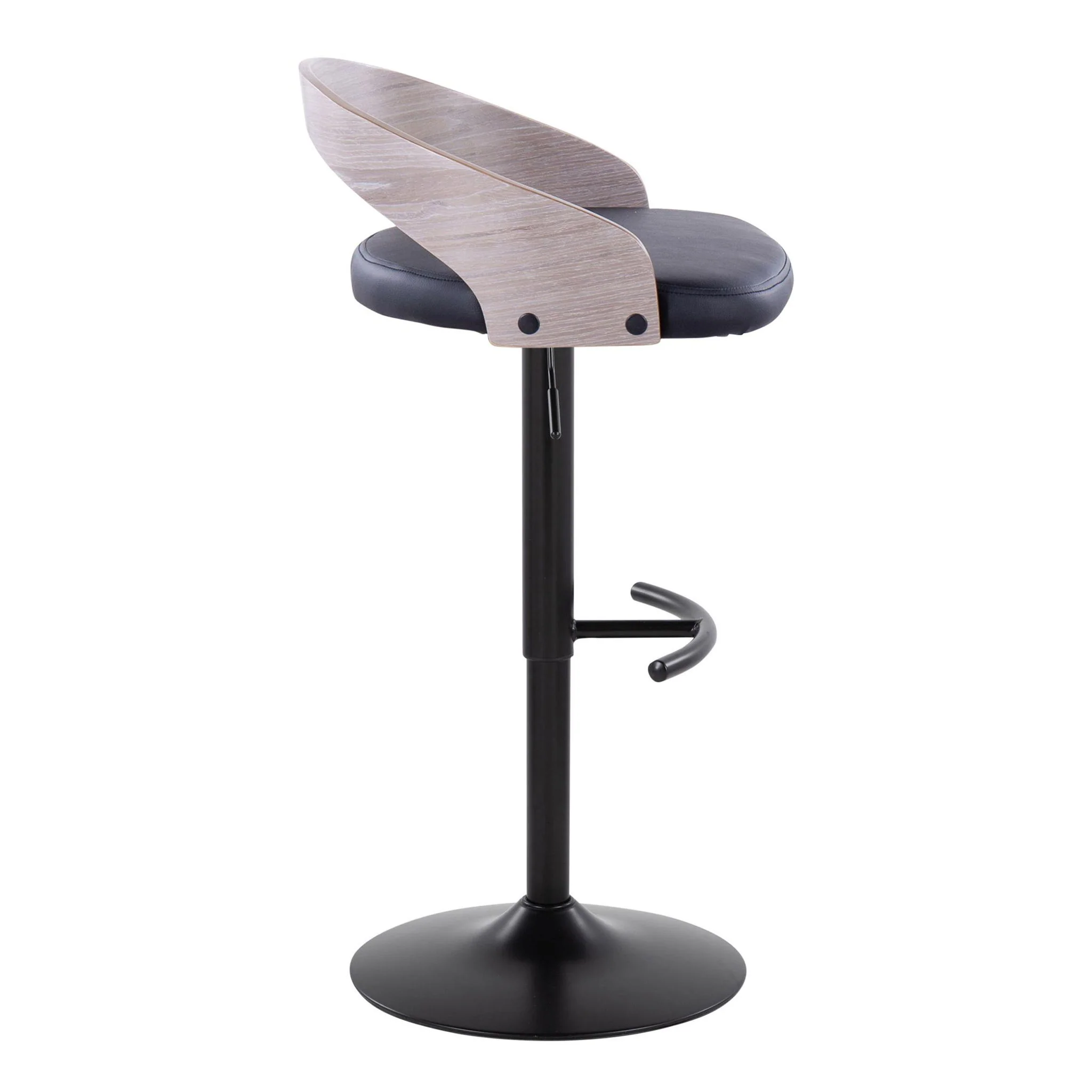 Grotto - Contemporary Adjustable Barstool With Swivel With Rounded T Footrest Elegant Design (Set of 2) - Image 5