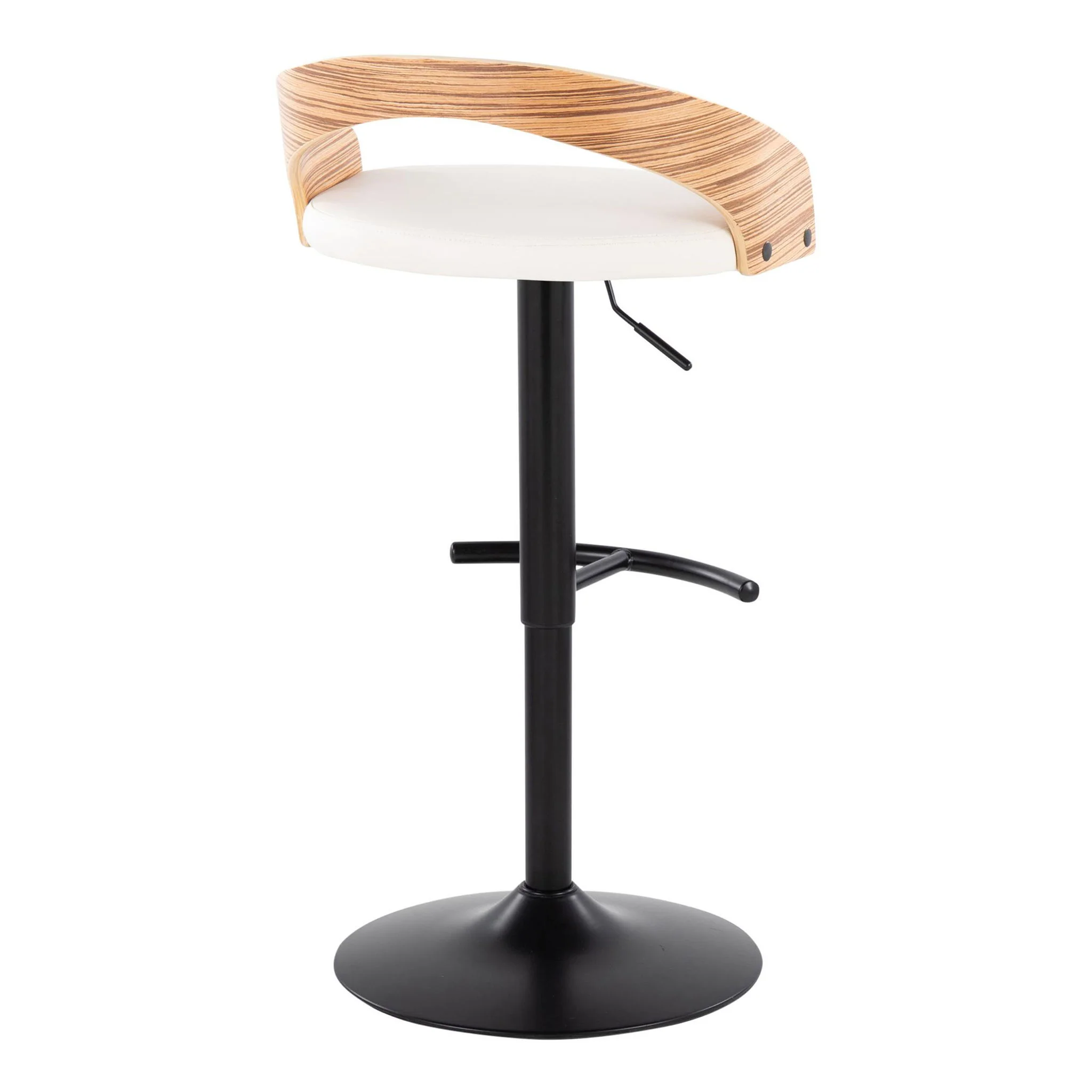 Grotto - Contemporary Adjustable Barstool With Swivel With Rounded T Footrest Elegant Design (Set of 2) - Image 7