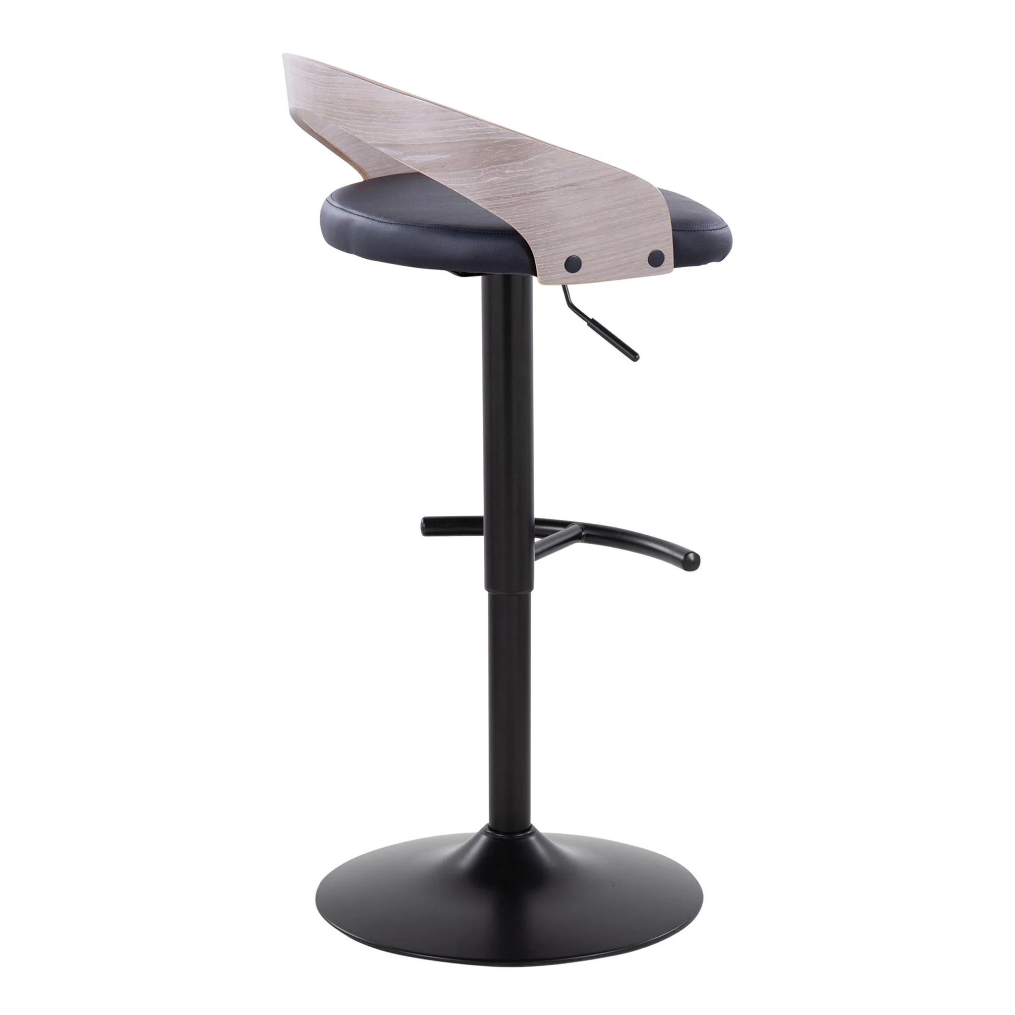 Grotto - Contemporary Adjustable Barstool With Swivel With Rounded T Footrest Elegant Design (Set of 2) - Image 8
