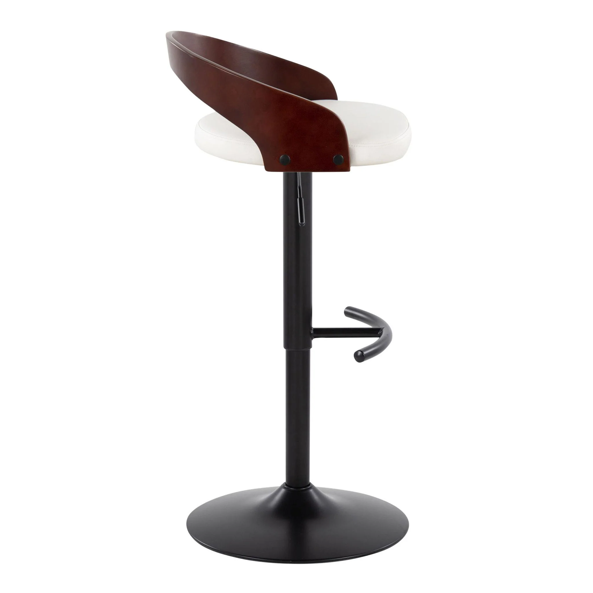 Grotto - Contemporary Adjustable Barstool With Swivel With Rounded T Footrest (Set of 2) - Image 4