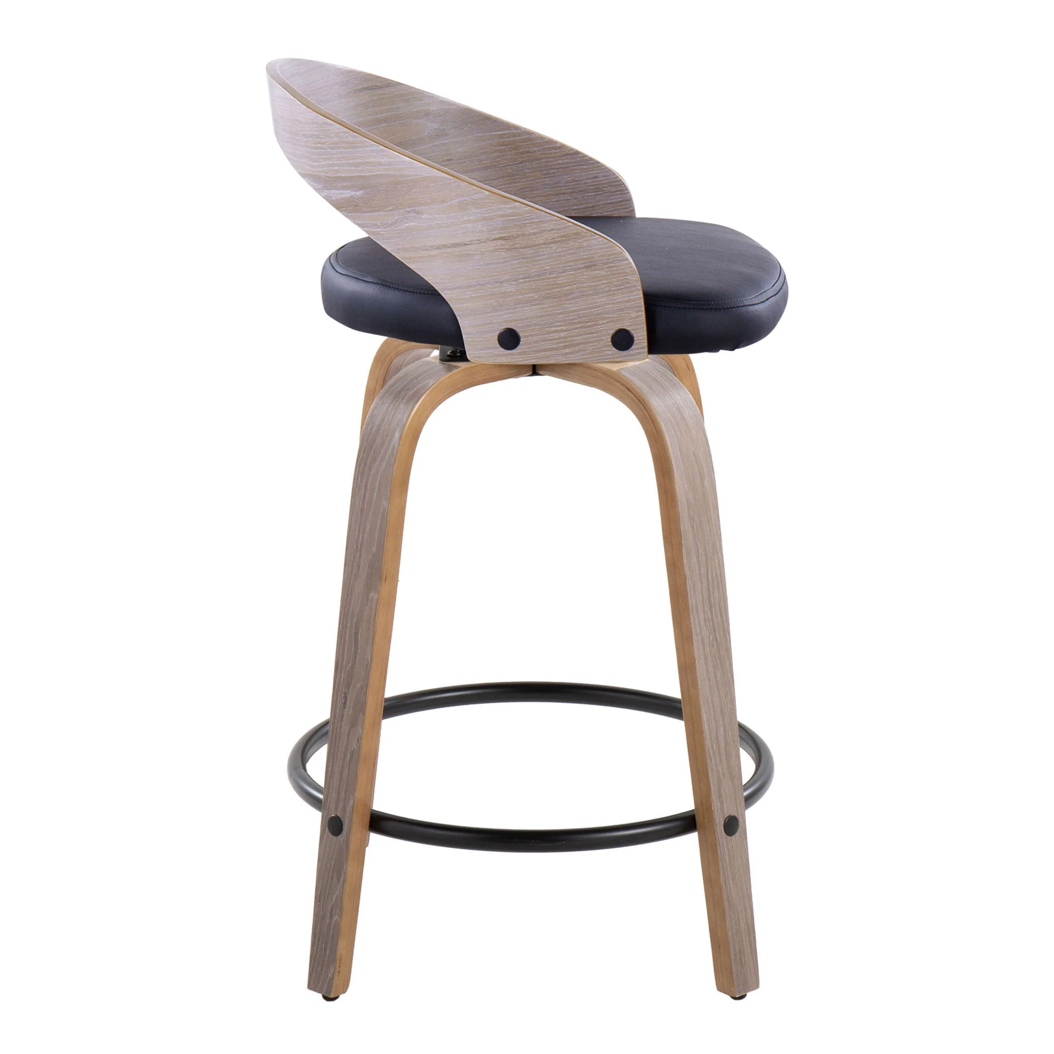 Grotto - Contemporary Fixed Height Counter Stool & Swivel With Round Footrest (Set of 2) - Image 12