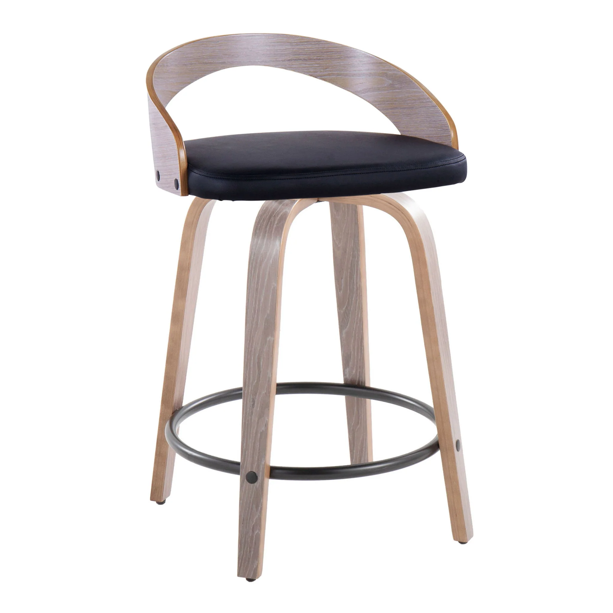 Grotto - Contemporary Fixed Height Counter Stool & Swivel With Round Footrest (Set of 2) - Image 5