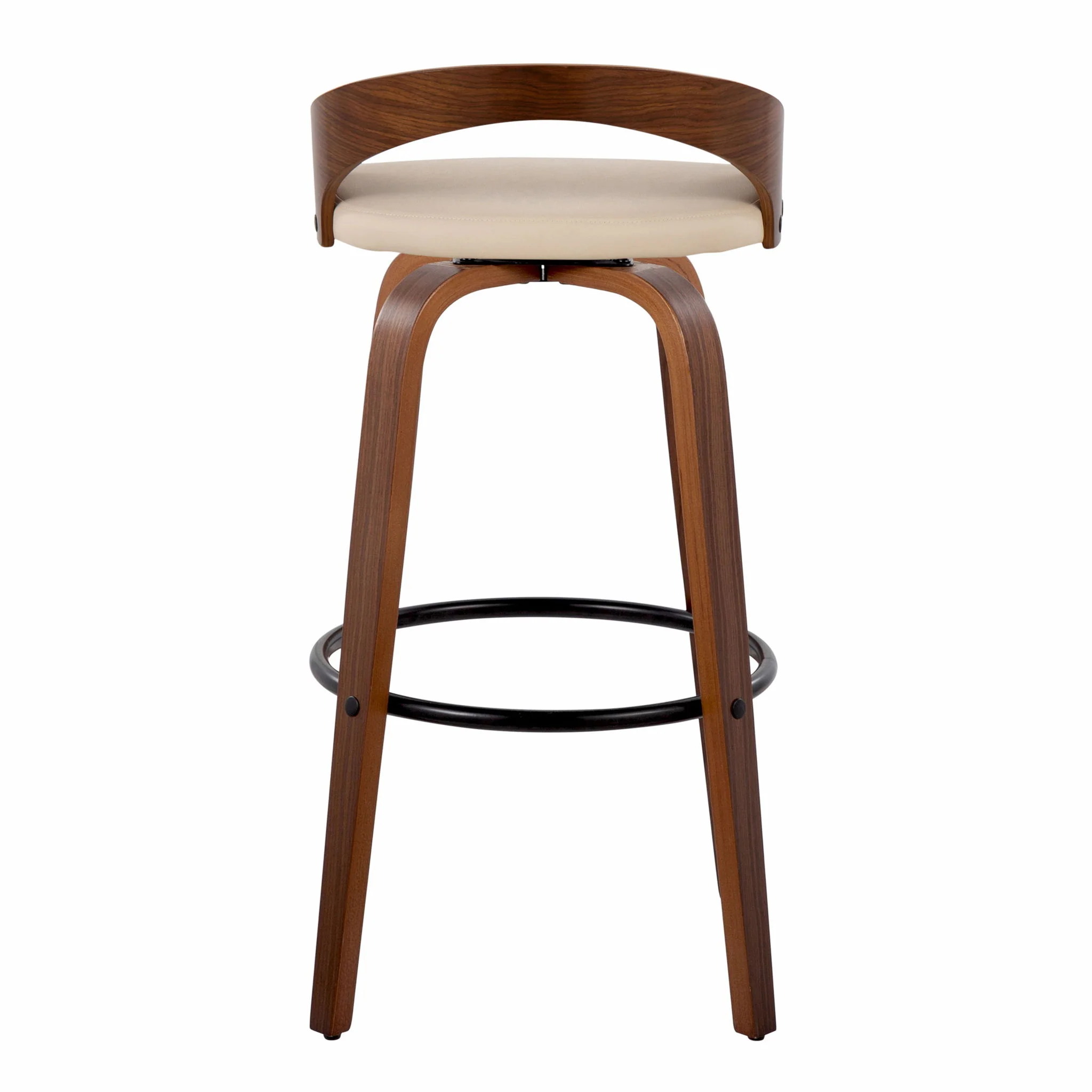 Grotto - Mid Century Modern Fixed Height Barstool & Swivel With Round Footrest (Set of 2) - Image 3