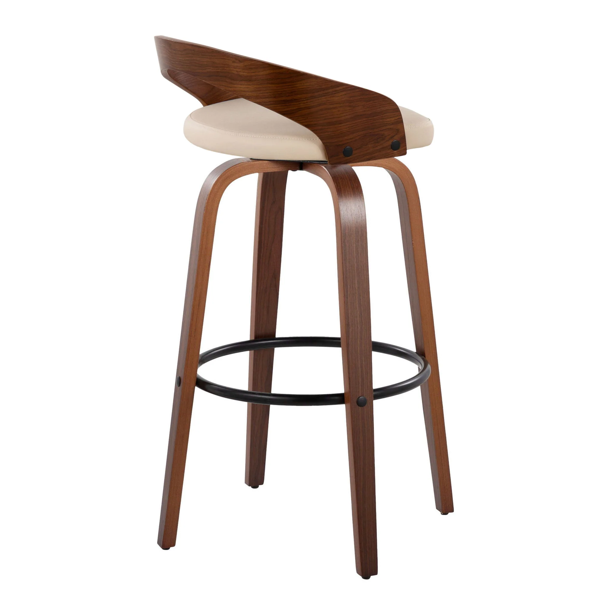 Grotto - Mid Century Modern Fixed Height Barstool & Swivel With Round Footrest (Set of 2) - Image 5