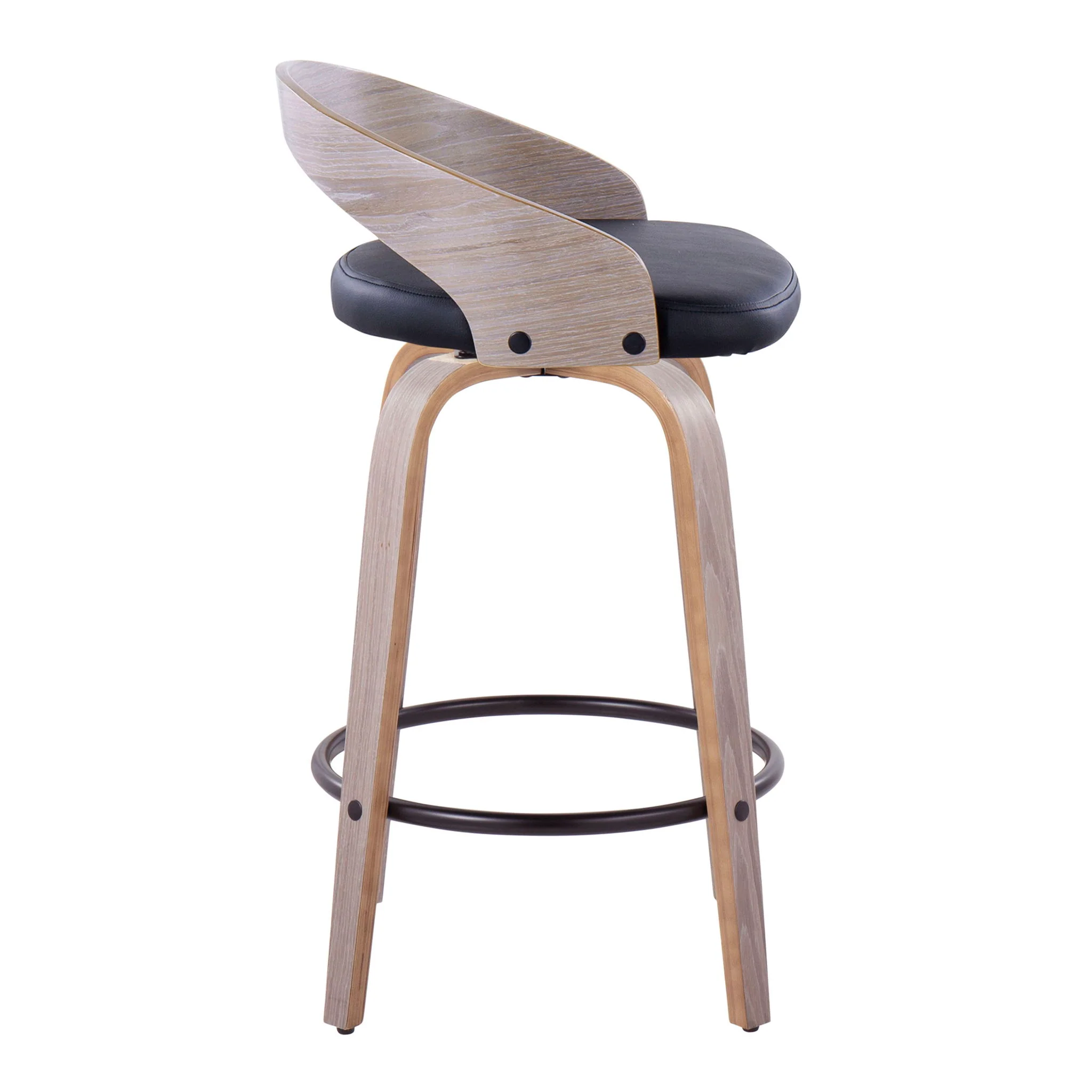 Grotto - Mid Century Modern Fixed Height Counter Stool With Swivel With Round Footrest (Set of 2) - Image 11