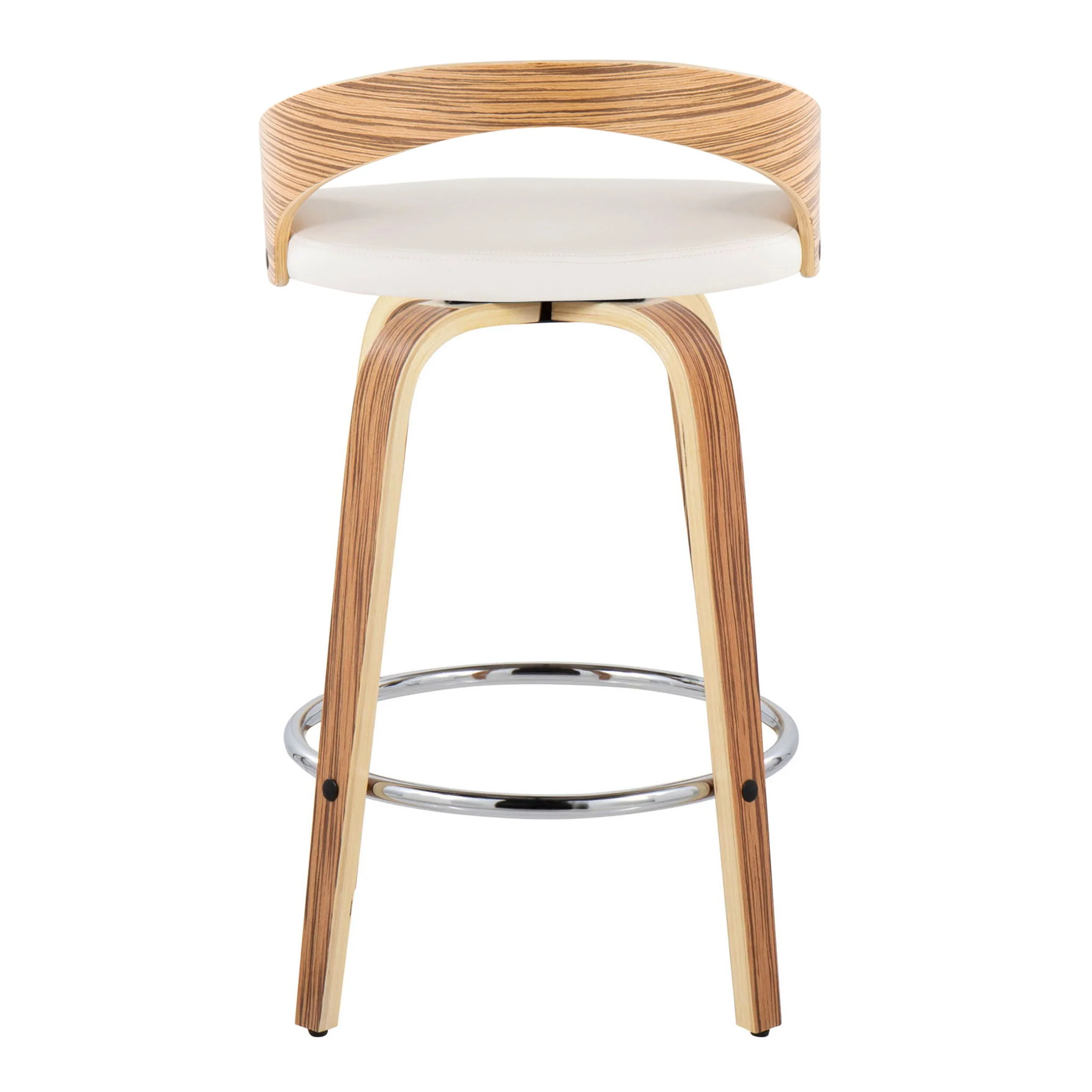 Grotto - Mid Century Modern Fixed Height Counter Stool With Swivel With Round Footrest (Set of 2) - Image 12