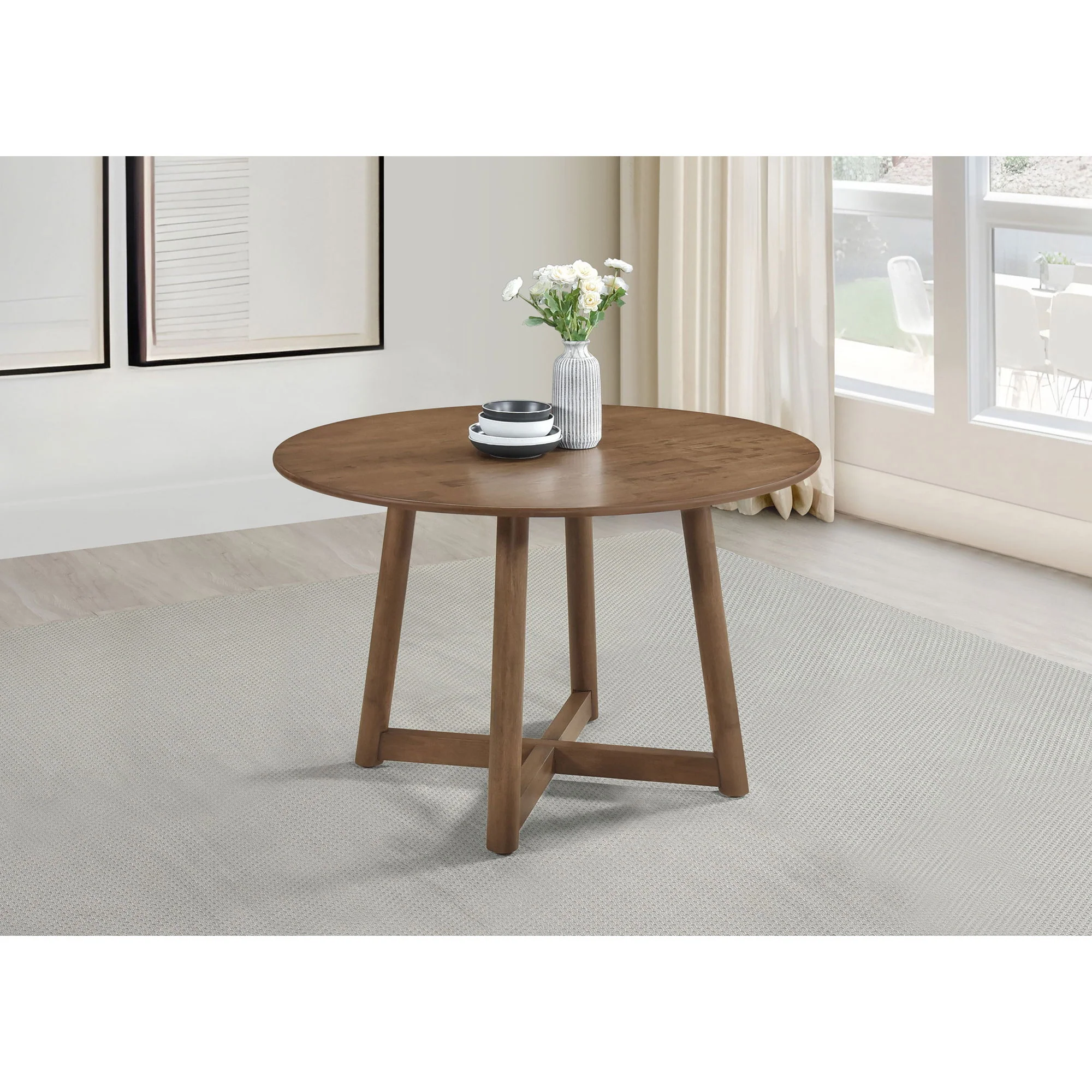 Guinea - Dining Table With Interlocking Base Design - Walnut - Image 4