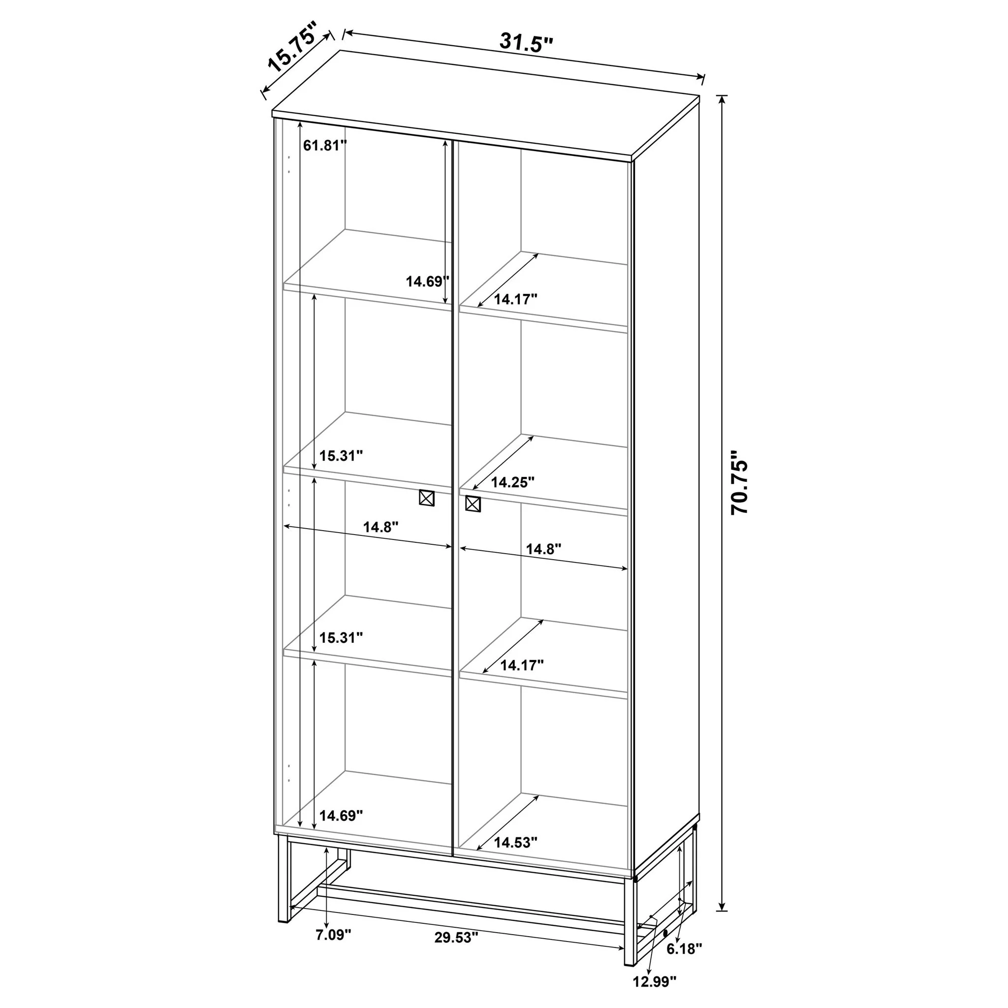 Gunderson - 8 Shelf Accent Cabinet - Oak - Image 7