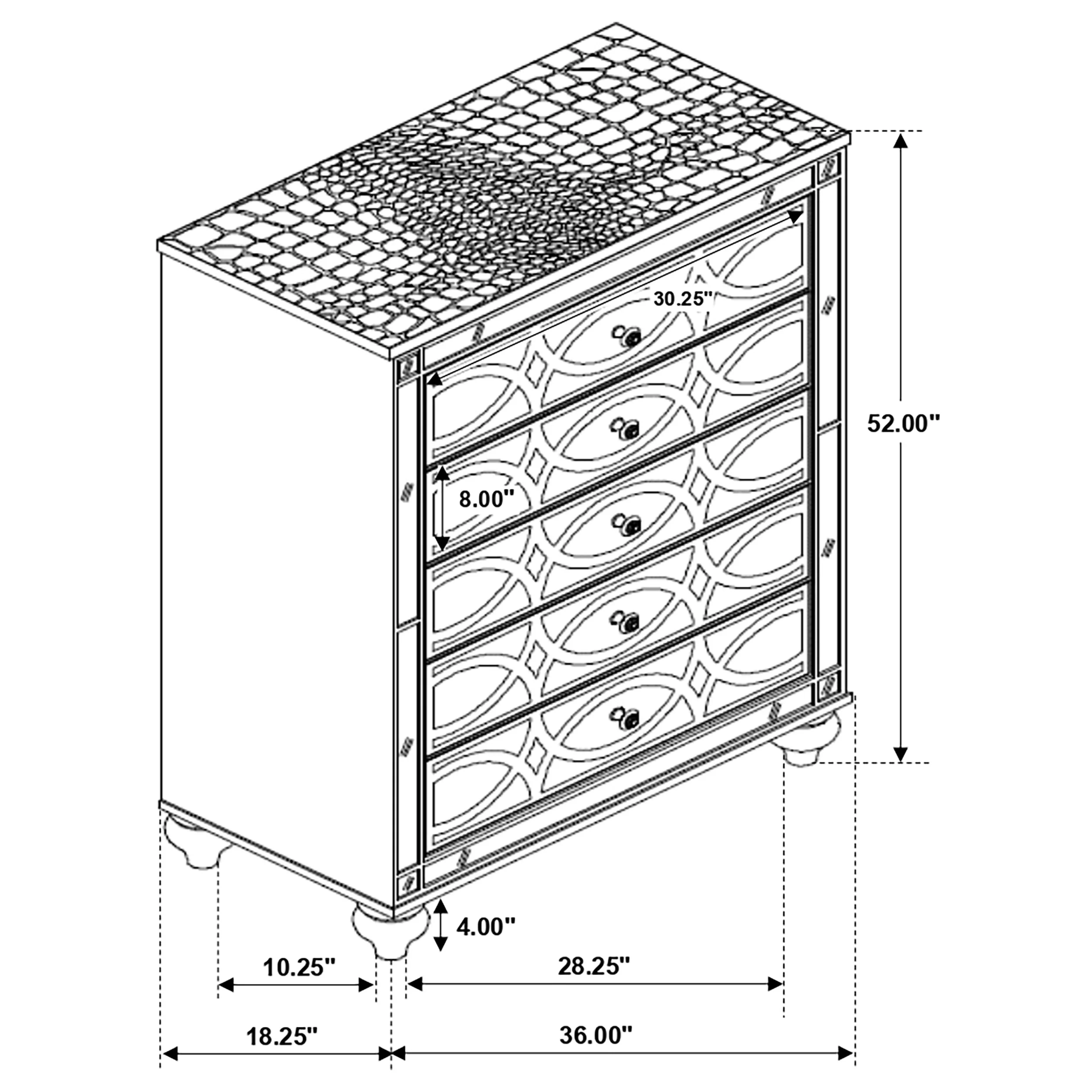 Gunnison 5-Drawer Chest Silver Metallic - Image 11