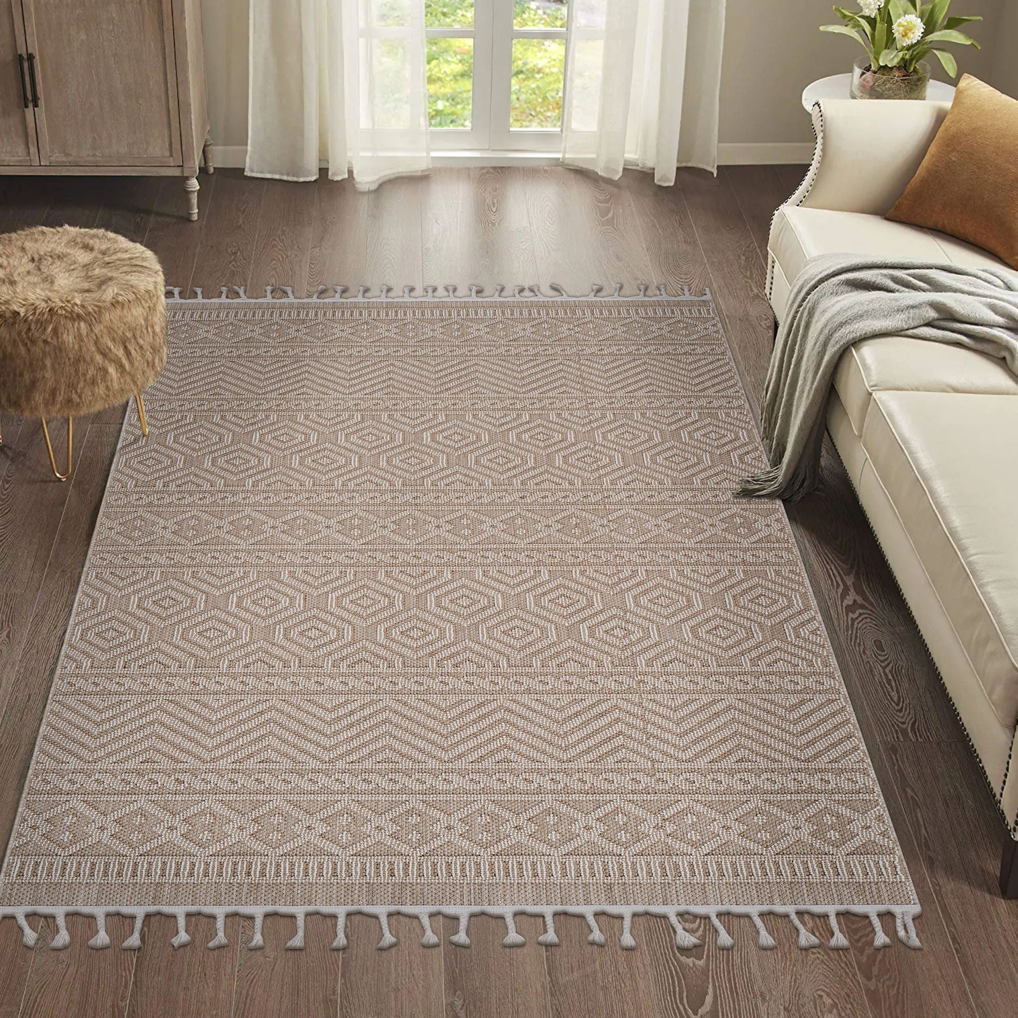 Guros - 6' X 9' Geometric Indoor / Outdoor Area Rug - Mocha - Image 2