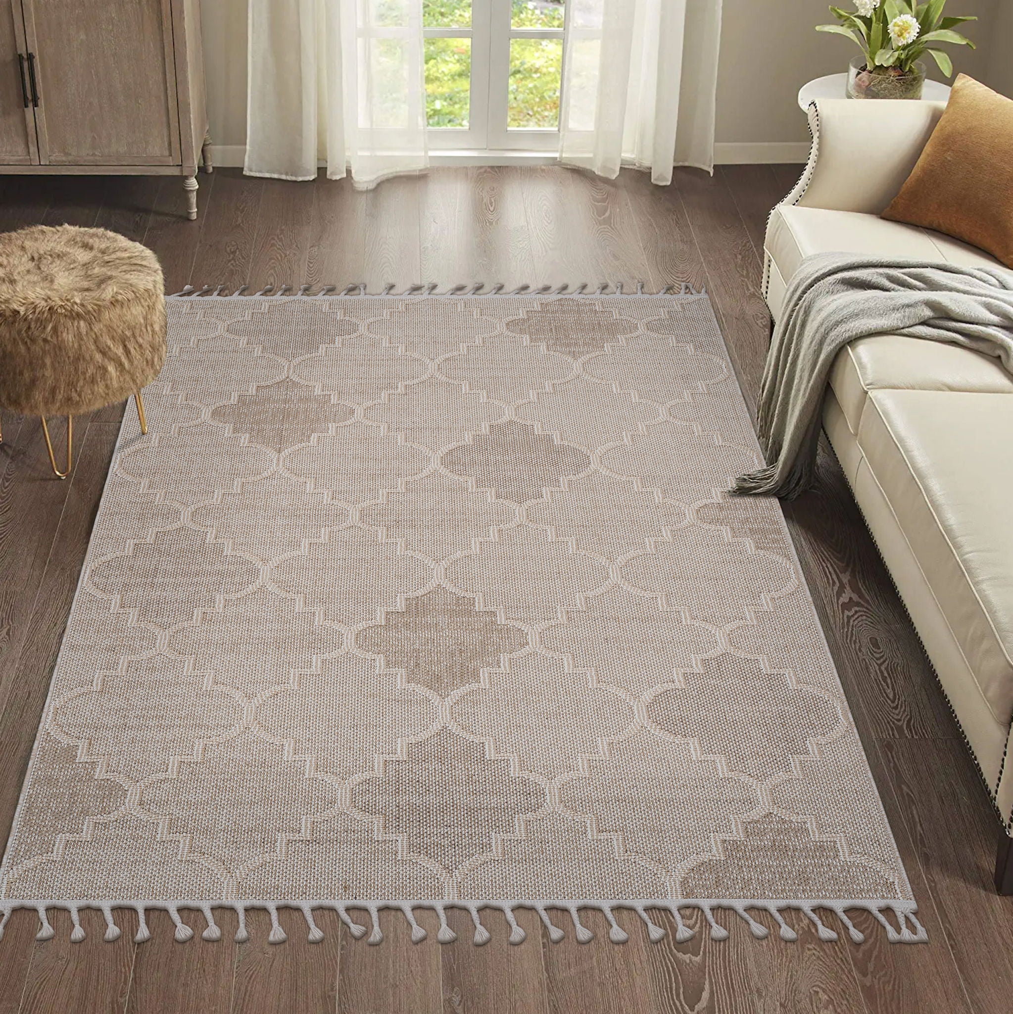 Guros - 8' X 10' Trellis Indoor / Outdoor Area Rug - Cream - Image 6