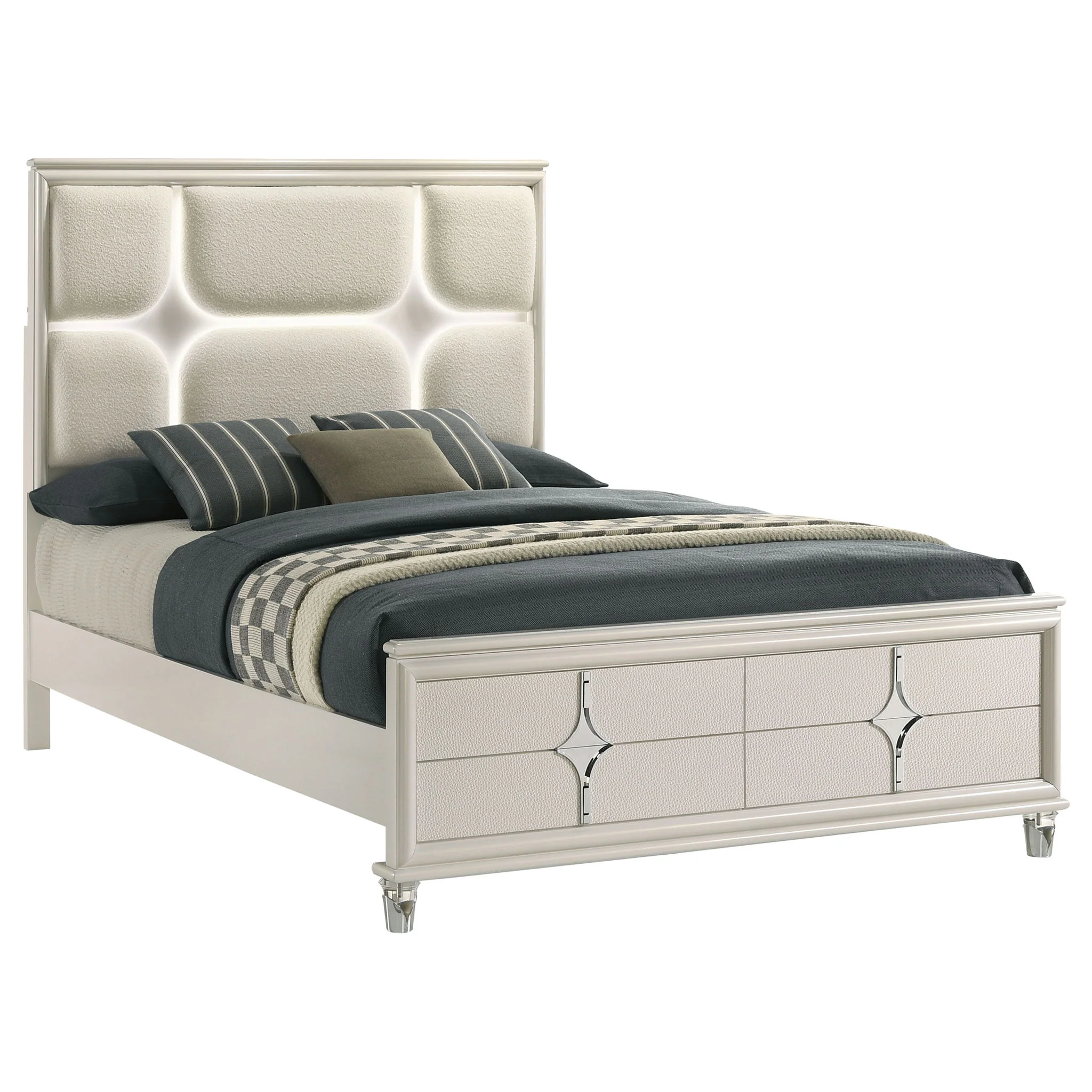 Gwendolyn - Queen Panel Bed With LED Headboard - White - Image 7