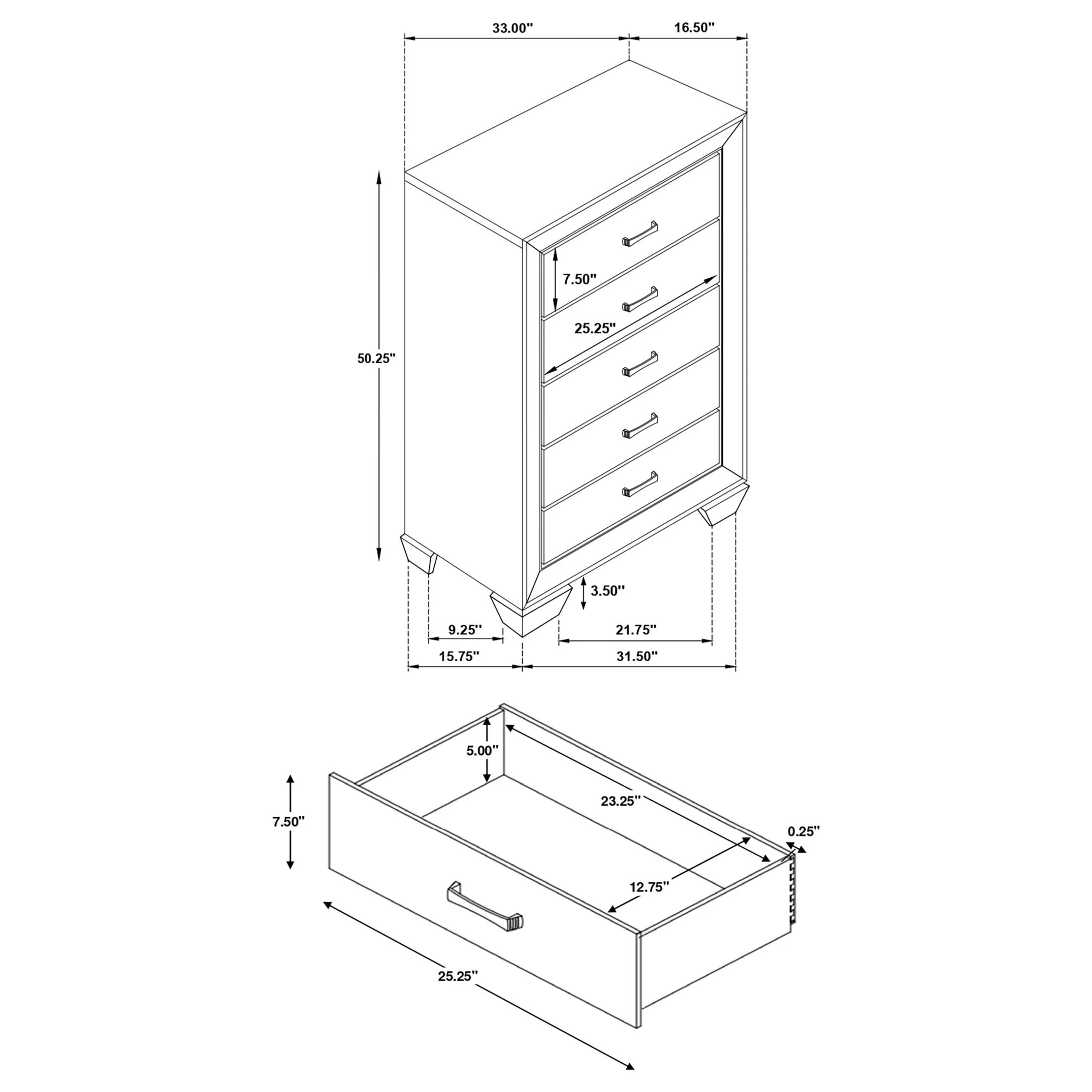 Hadfield - 5 Drawer Chest In Rich - Dark Brown - Image 2