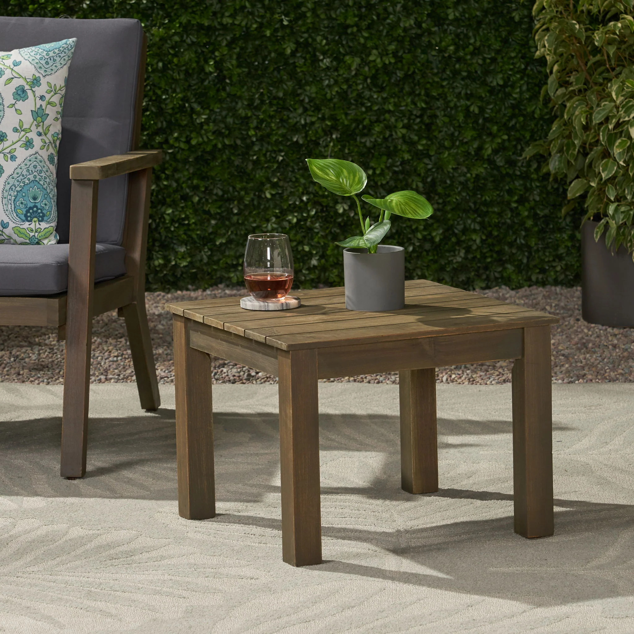 Halcyon - Outdoor Side Table With Slat Design - Image 13