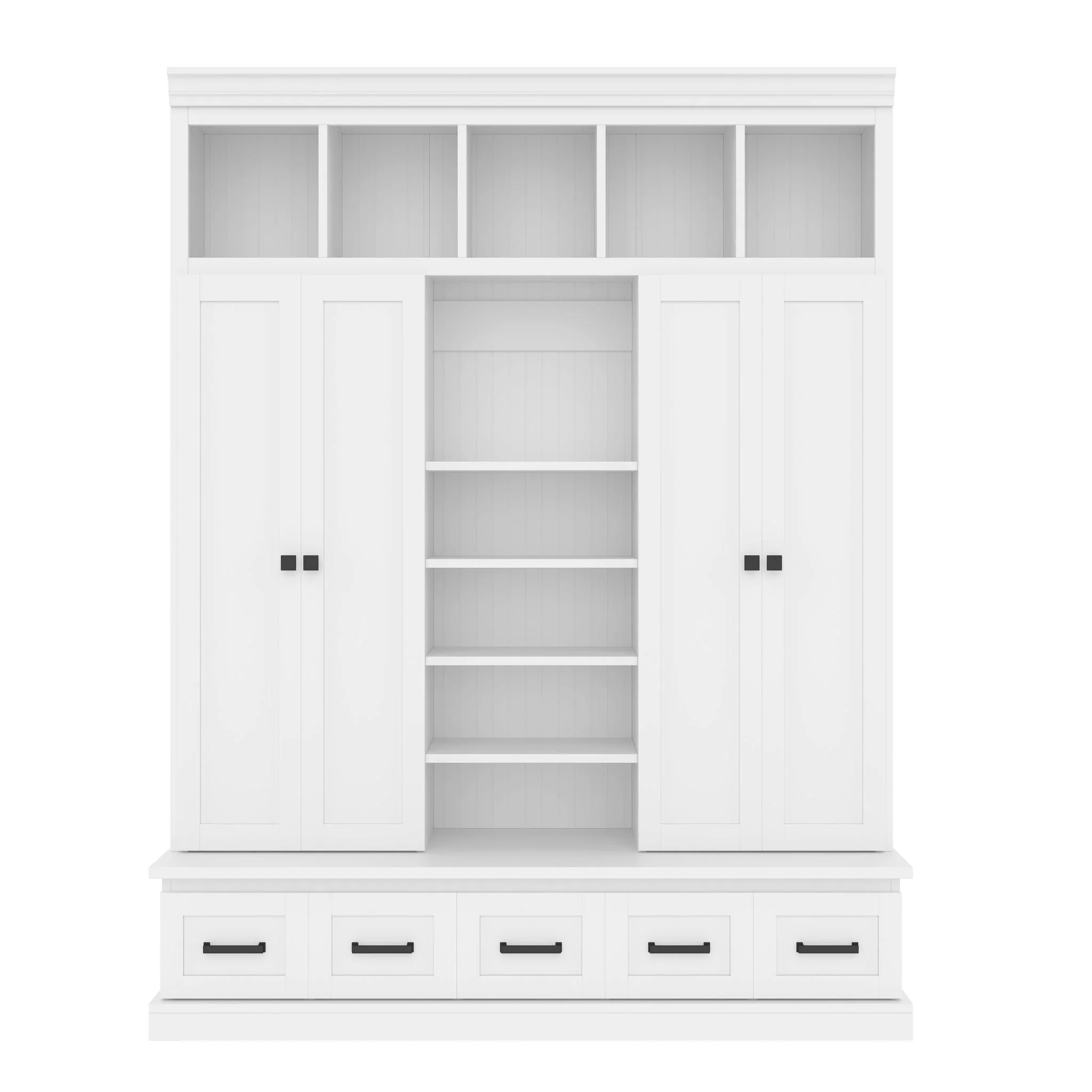 Hall Tree With Bench And 5 Storage Cubbies - Image 2