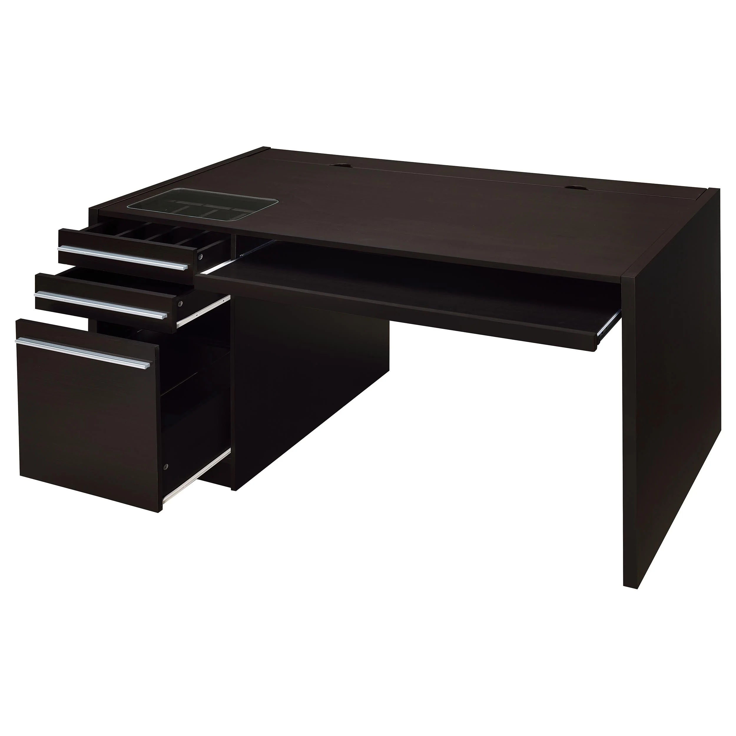 Halston 60-Inch 3-Drawer Office Computer Desk Cappuccino - Image 2