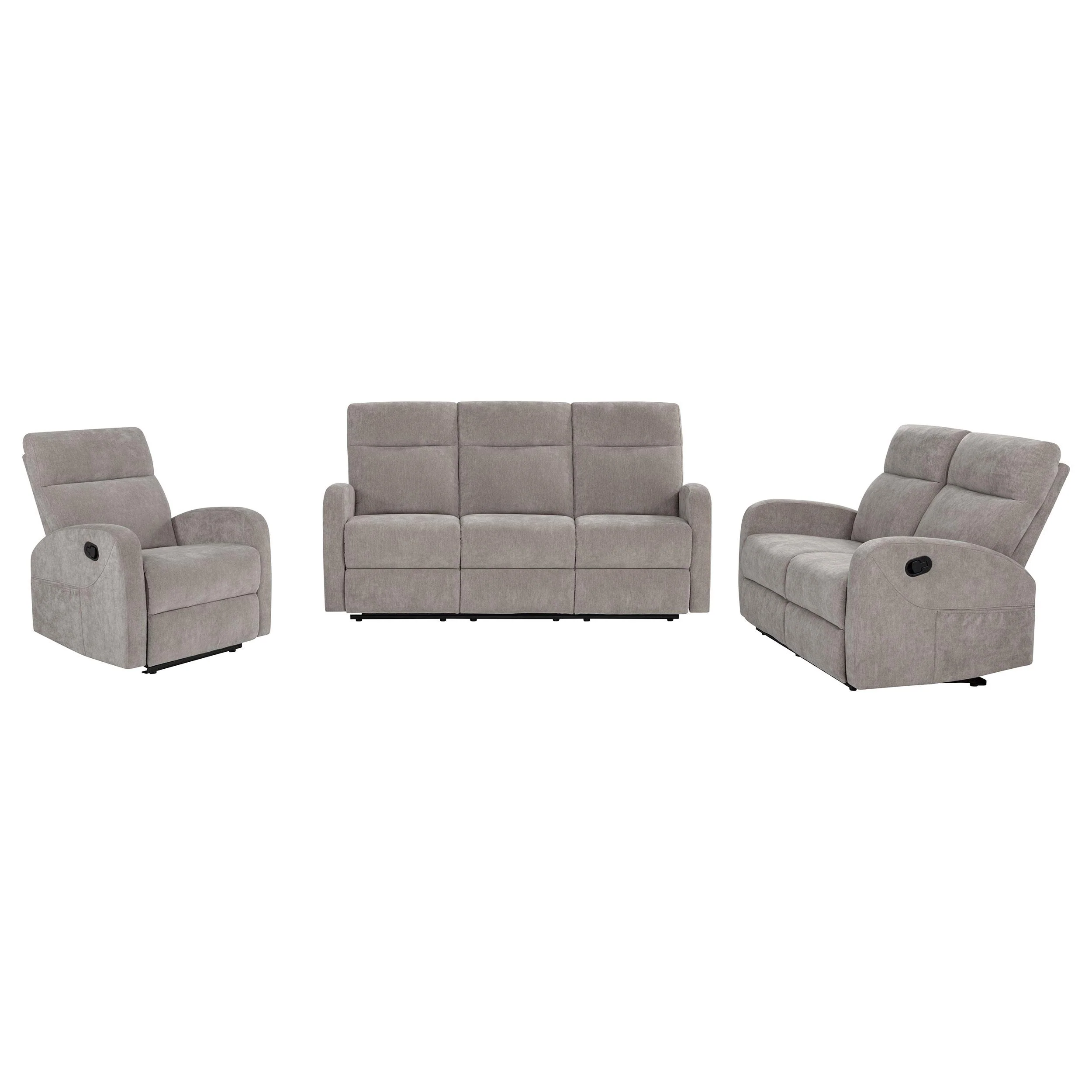 Hamilton Chenille Upholstered Manual Reclining Sofa, Sand - Image 3
