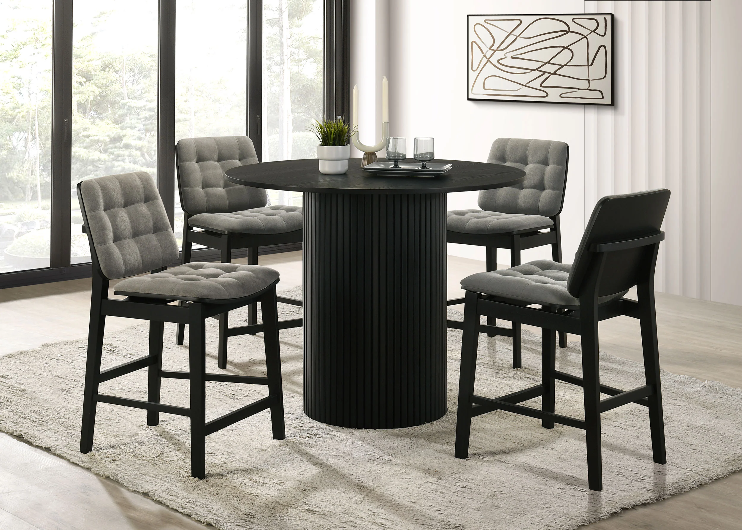 Hamlyn 43-Inch Round Counter Height Dining Table Black - Image 7
