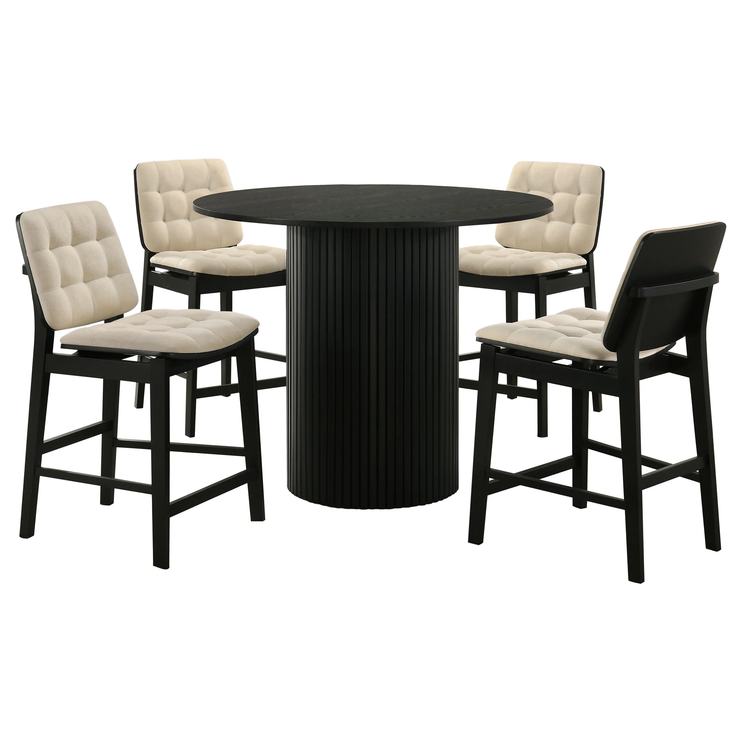 Hamlyn 5-Piece Round Counter Height Dining Set, Black and Cream - Image 3