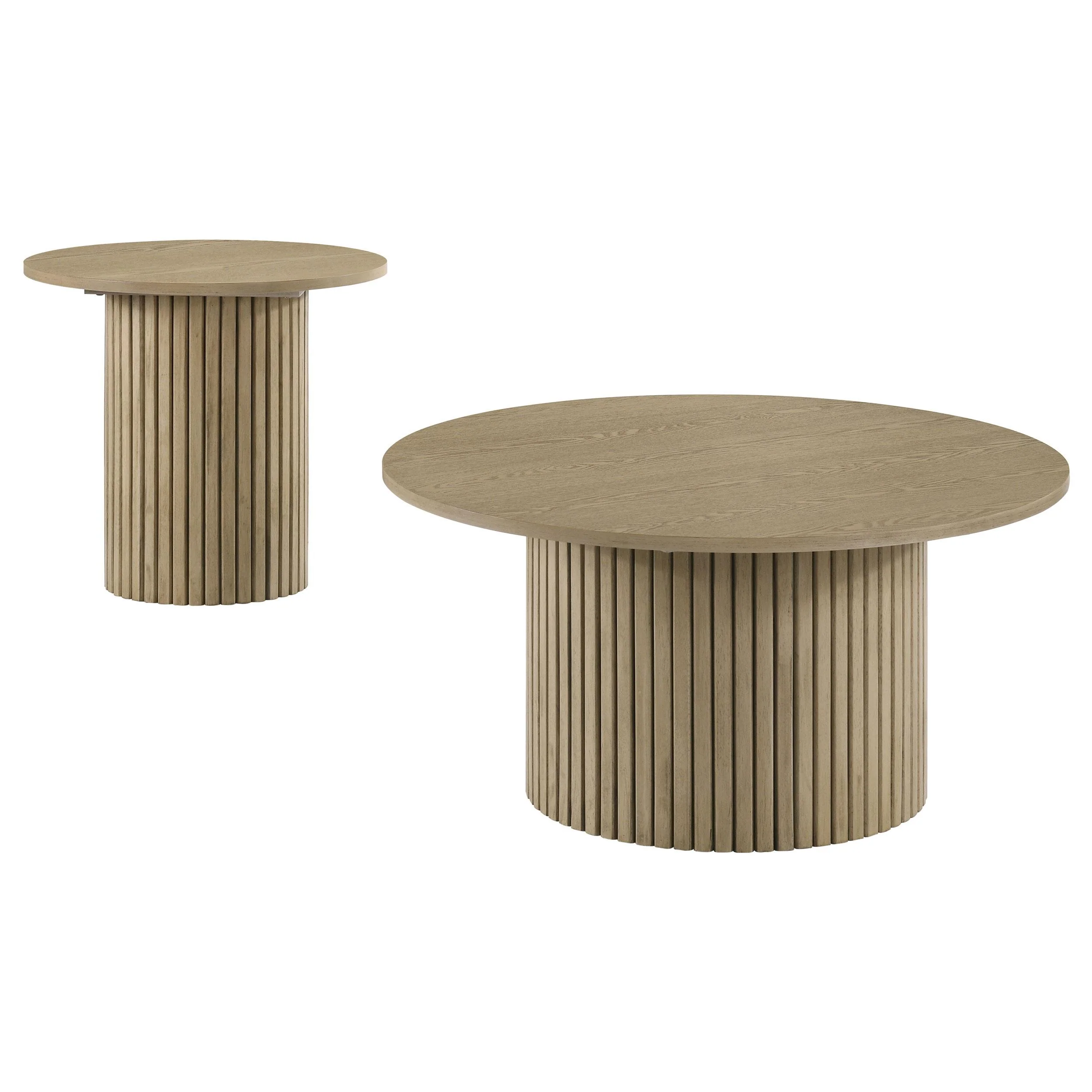Hamlyn Round Fluted Occasional Side Table Natural Oak - Image 2