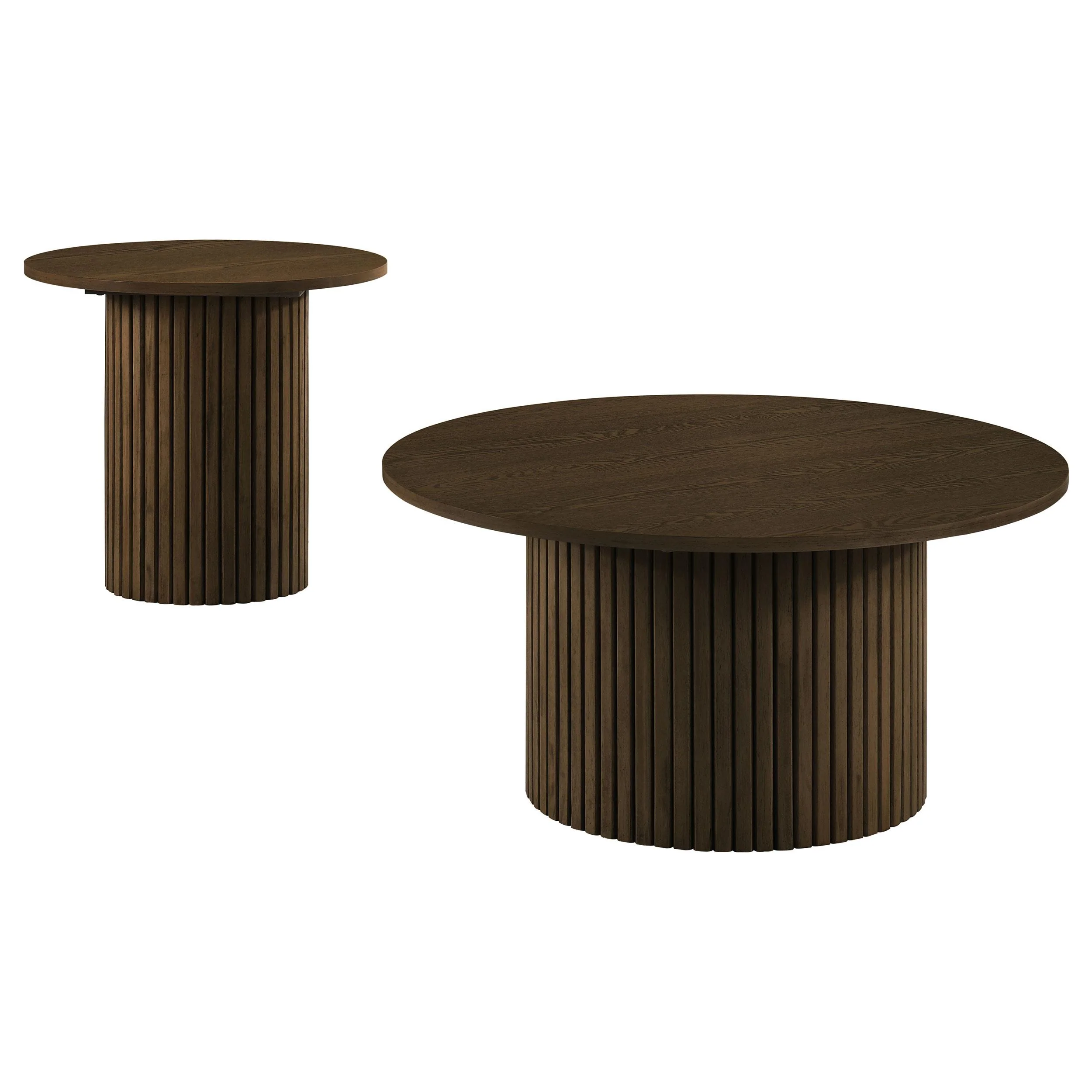 Hamlyn Round Fluted Walnut Occasional Side Table - Image 2