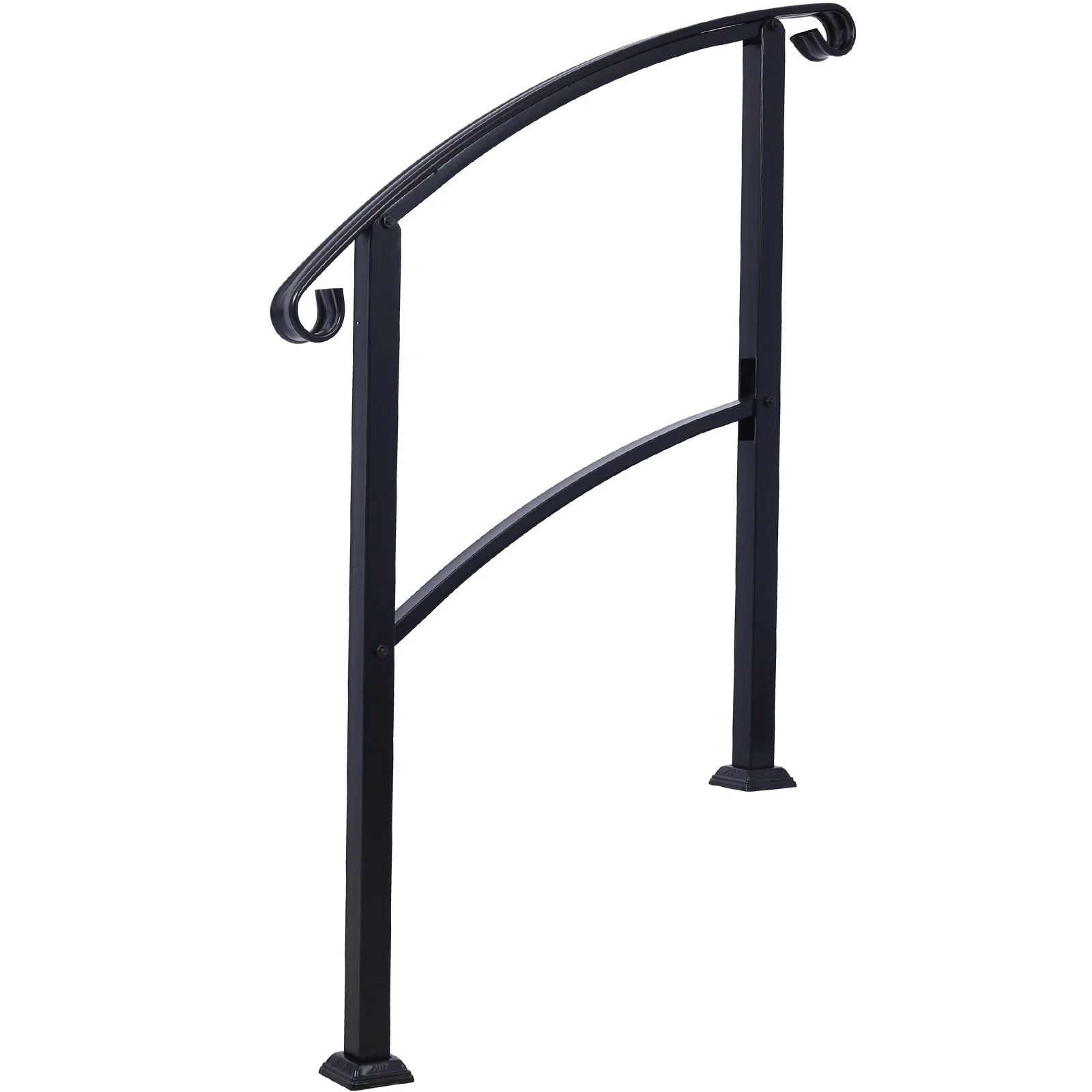 Handrails For Outdoor Steps, Fit 1 Or 3 Steps Outdoor Stair Railing, Flexible Front Porch Hand Rail, Transitional Handrails For Concrete Steps Or Wooden Stairs - Black - Image 4