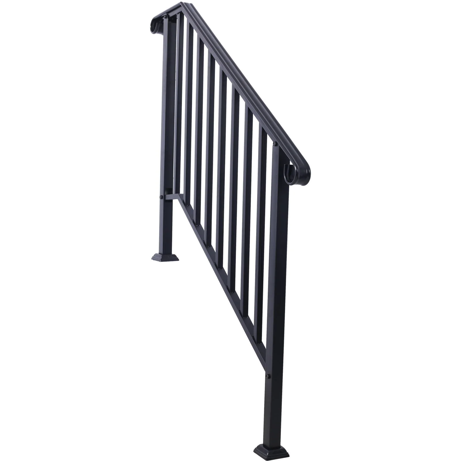 Handrails For Outdoor Steps, Fit 2 Or 3 Steps Outdoor Stair Railing, Wrought Iron Handrail, Flexible Porch Railing, Transitional Handrails For Concrete Steps Or Wooden Stairs - Image 6