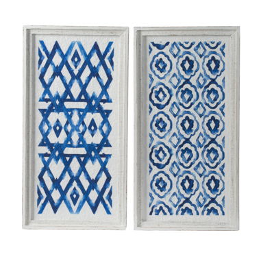 Hanging Sculptures, Modern Wall Art Decor (Set of 2) - White / Blue - Image 8