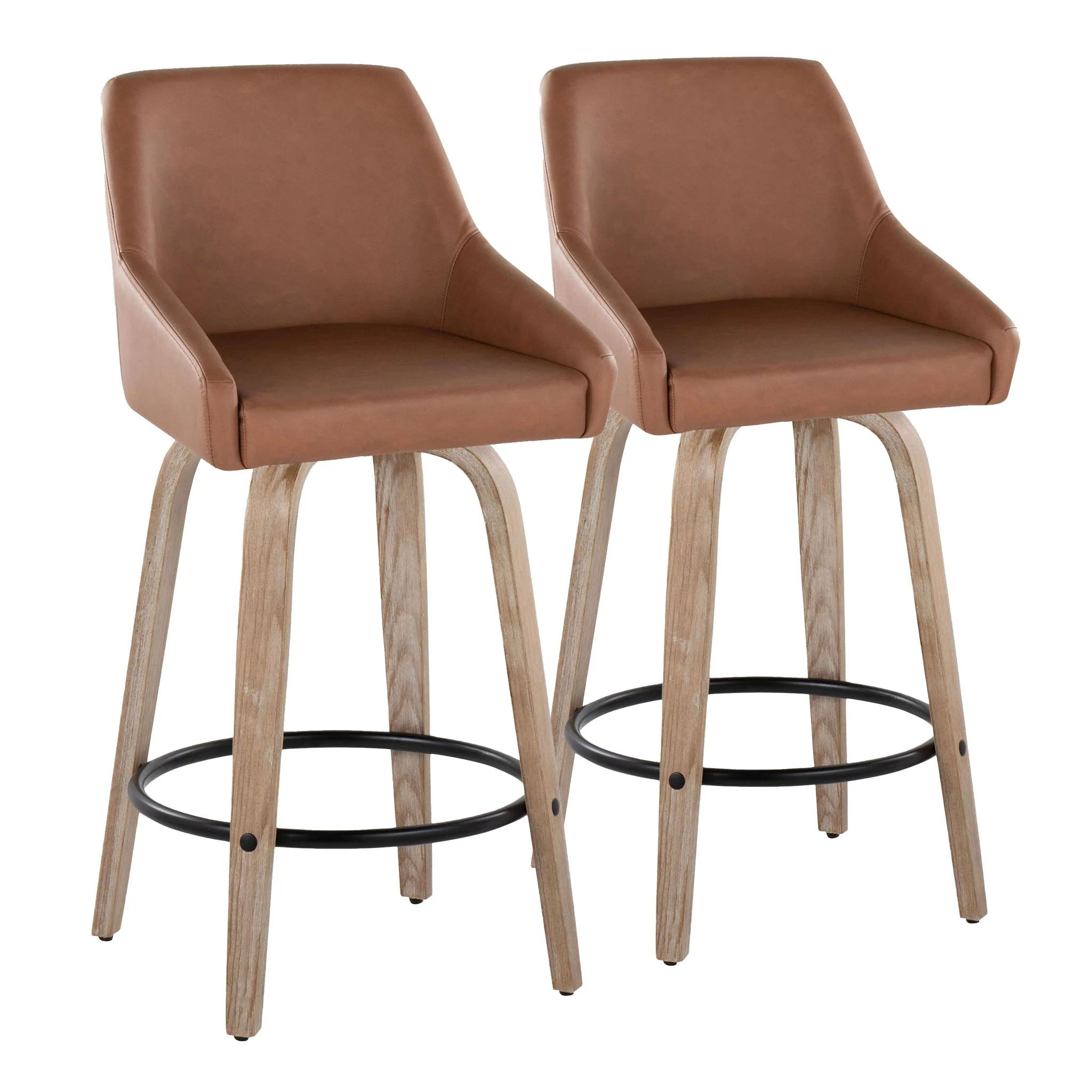 Hannah - Transitional Fixed Height Counter Stool With Swivel With Round Footrest (Set of 2) - Image 3