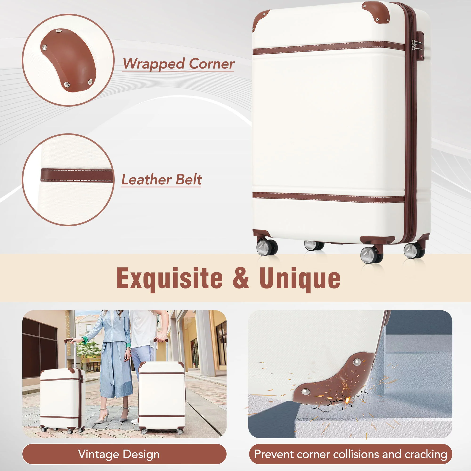 Hardshell Luggage Sets 3 Pieces 20" / 24" Luggages And Cosmetic Case Spinner Suitcase With Tsa Lock Lightweight - Image 21