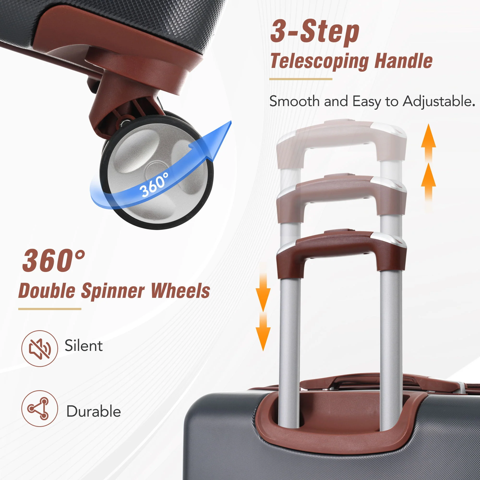Hardshell Luggage Sets 3 Pieces 20" / 24" Luggages And Cosmetic Case Spinner Suitcase With Tsa Lock Lightweight - Image 28